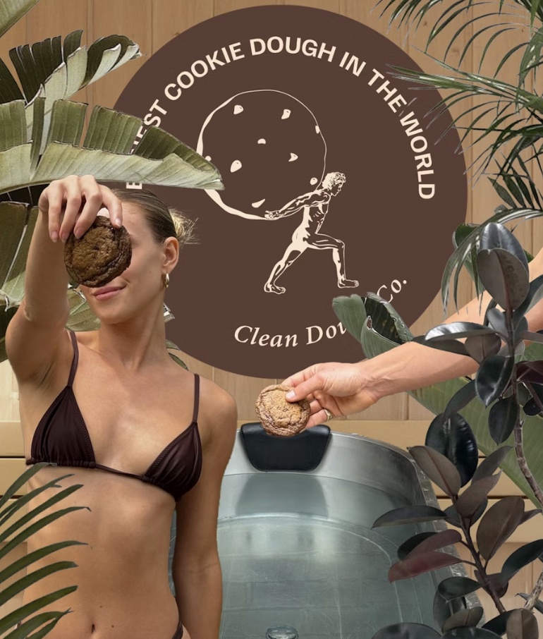 An image for the flyer of the Clean Dough Co. launch party at Like Minded Studios for the ultimate weekend wellness reset. 