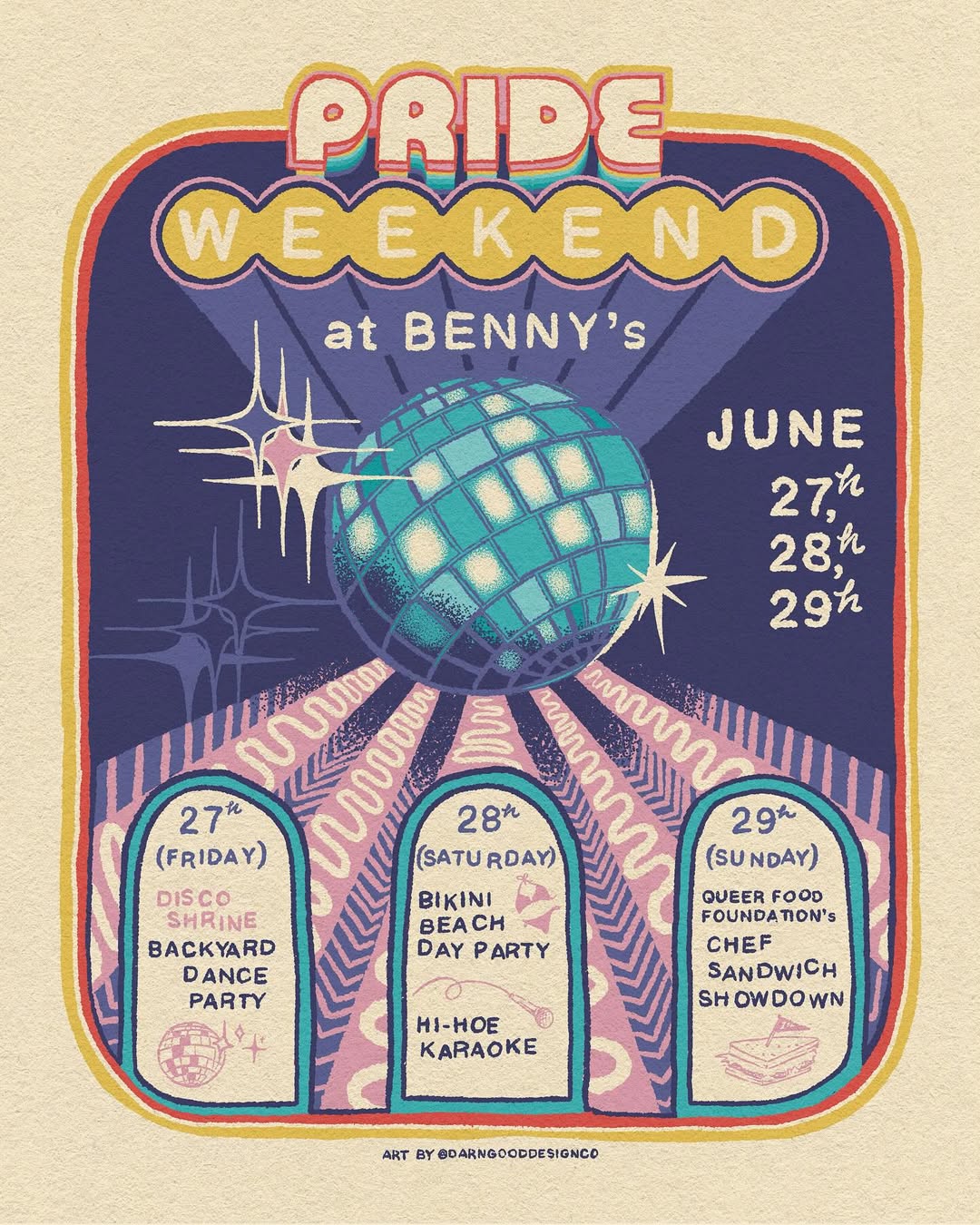 An image of the flyer for Benny Boy Brewing's Pride weekend celebration.