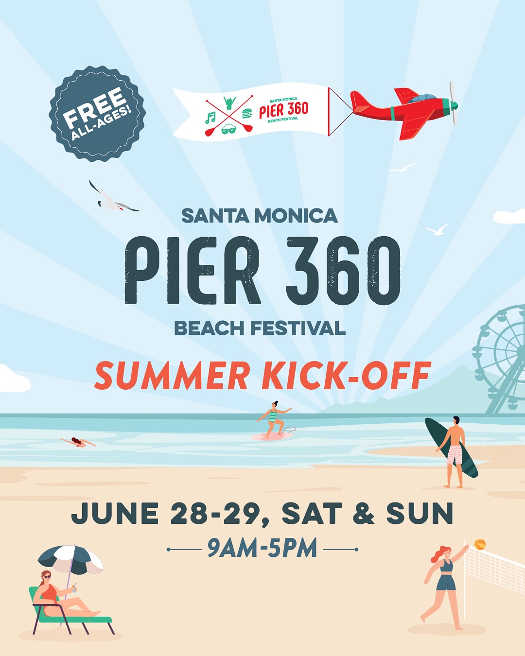 An image of the flyer for the Santa Monica Pier 360 Beach Festival.