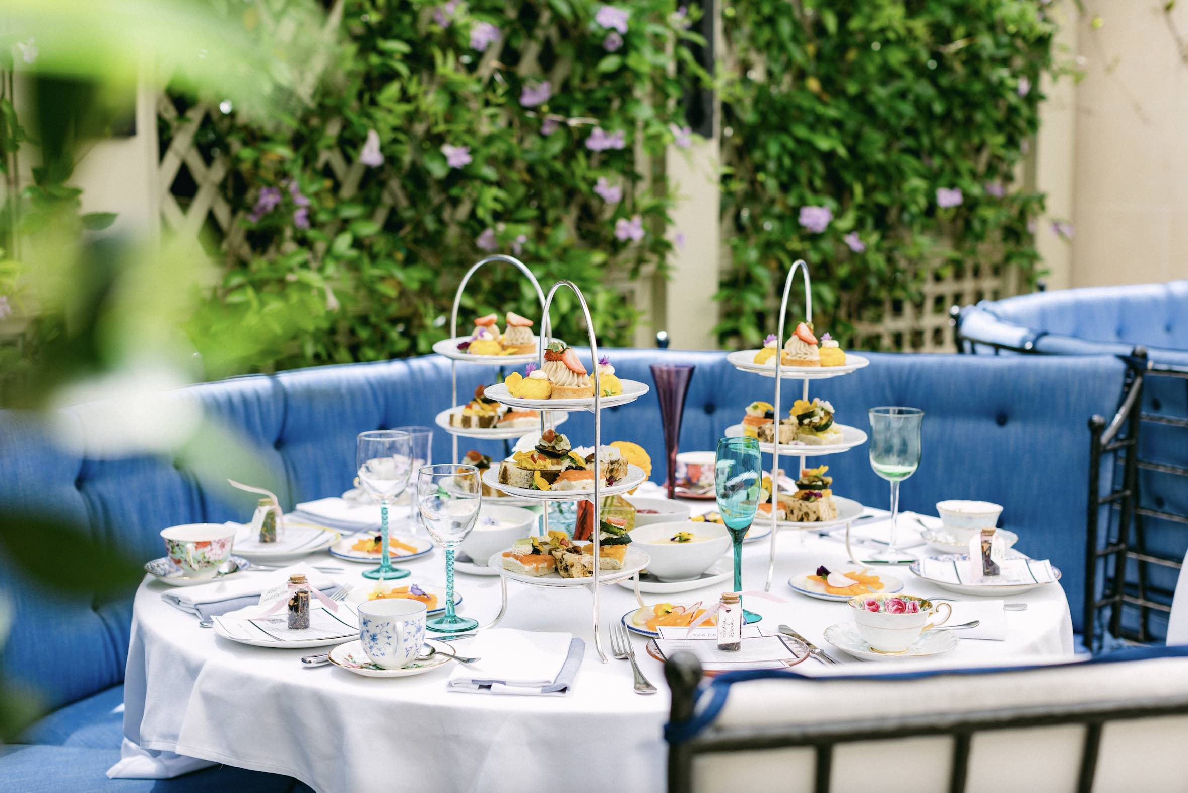 An image of the spread at The Peninsula Beverly Hills tea party.