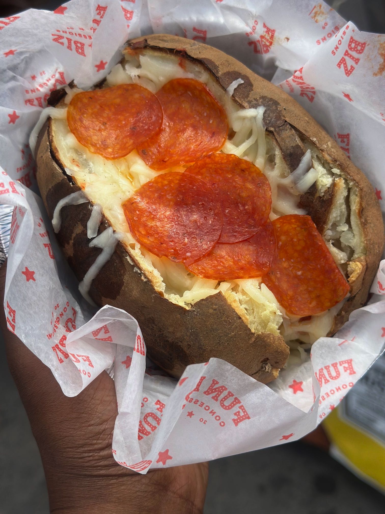An image of the Pizza Potato from the OC Fair.