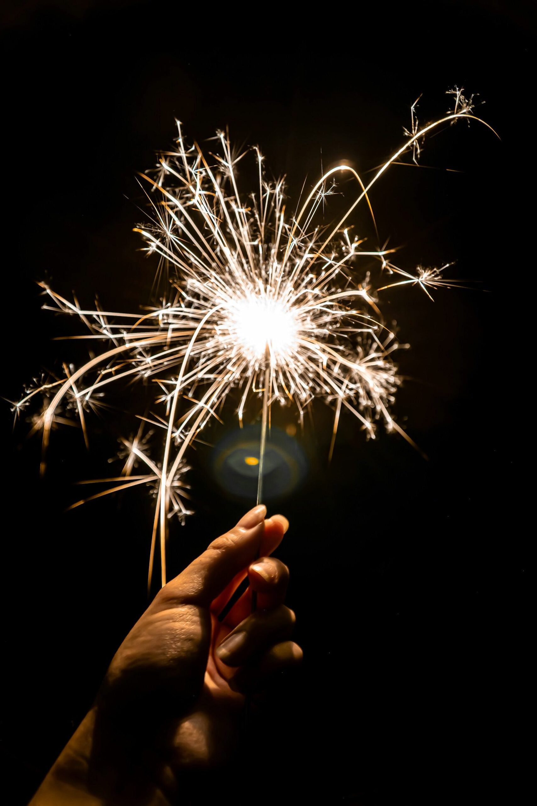 An image of a hand holding a sparkler.