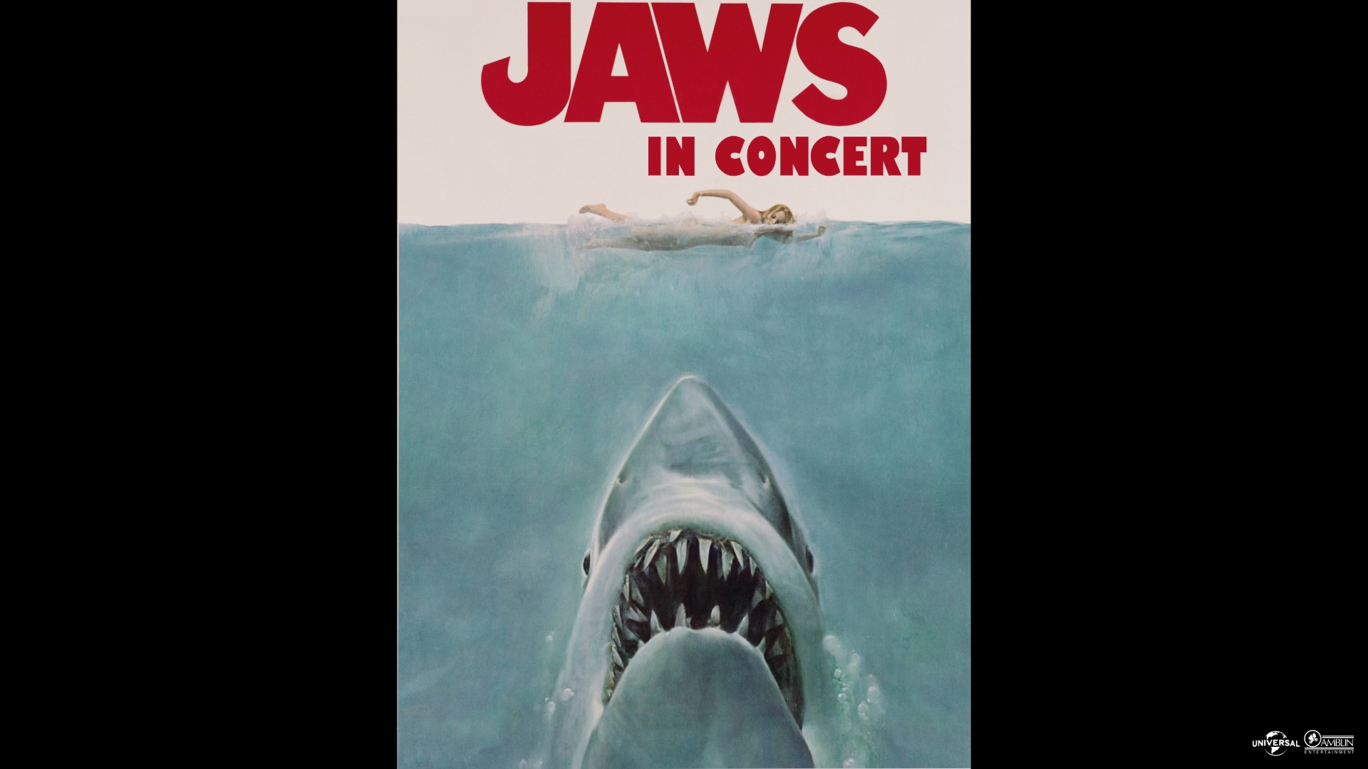 An image of the flyer for Jaws in Concert at the Hollywood Bowl.
