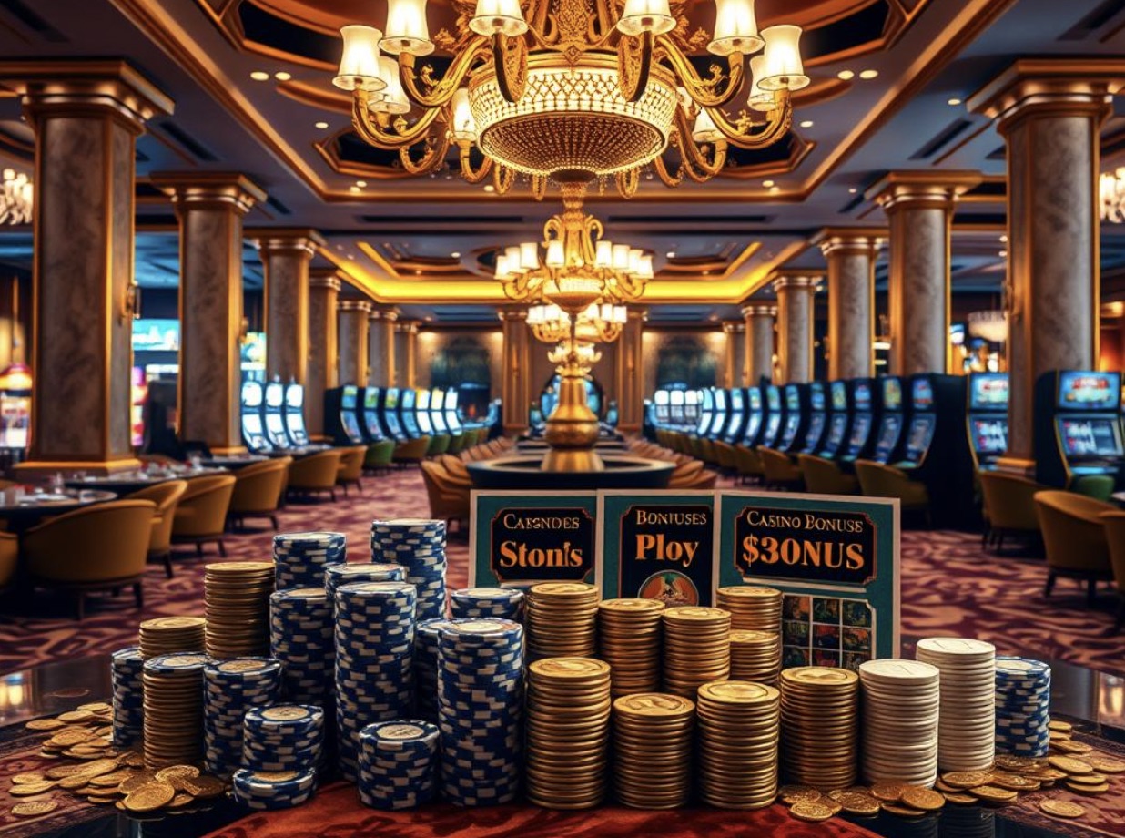An image of a casino with chips and money in front.