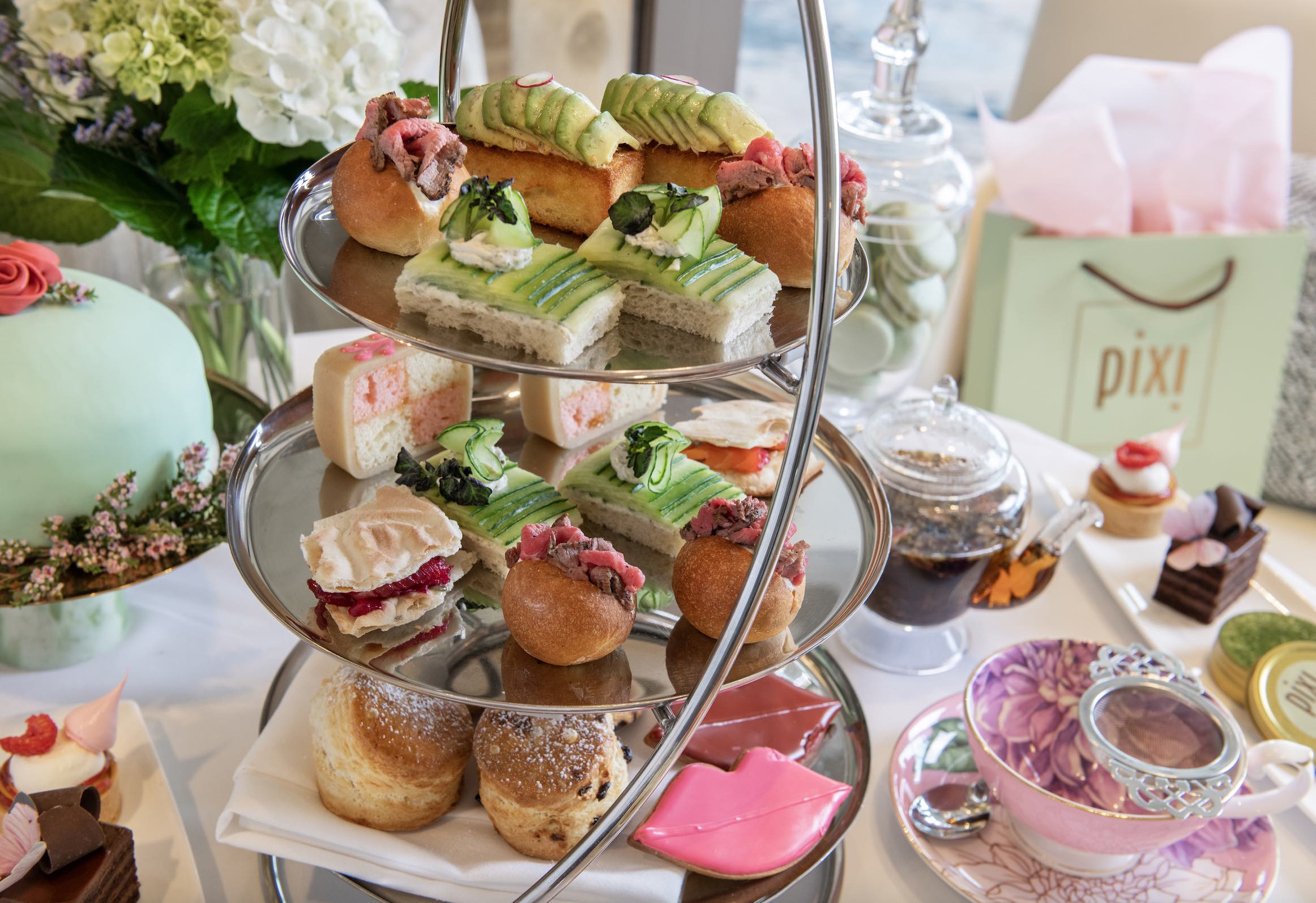 An image of the 3-tiered dessert stand at The London West Hollywood at Beverly Hills.