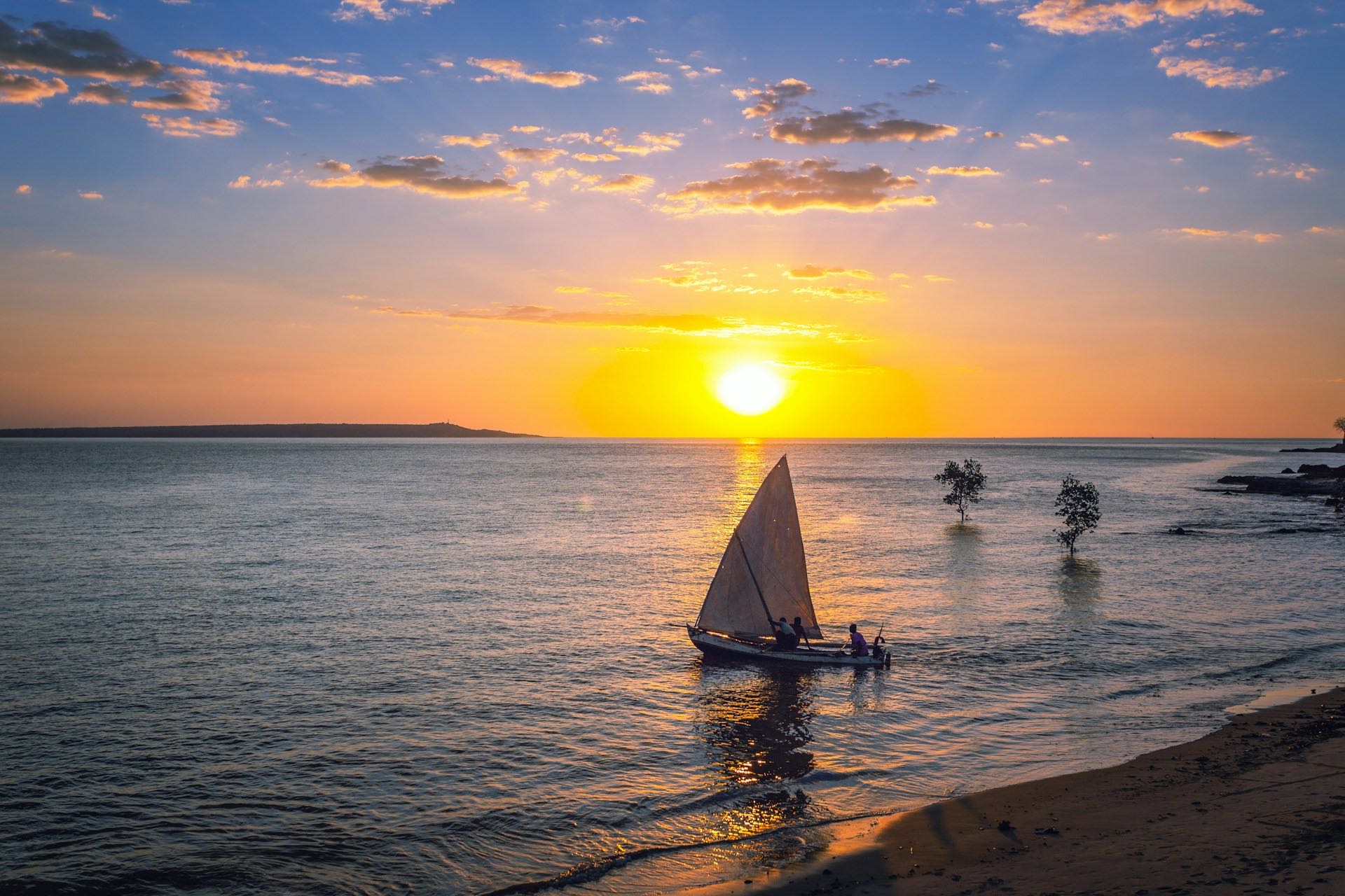 An image of sailboats on the waters of Madagascar.