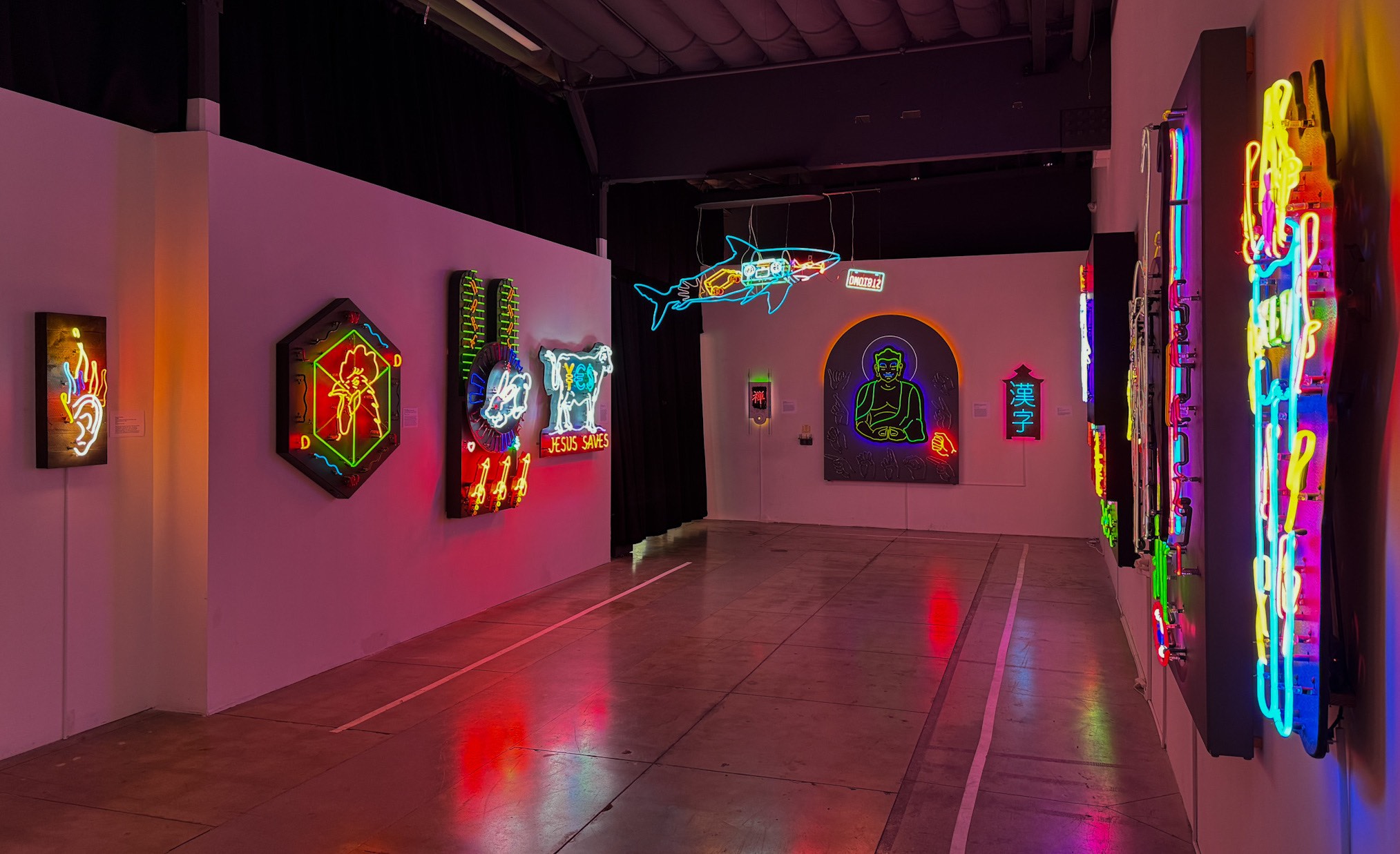 An image of the art installations at the Museum of Neon Art.
