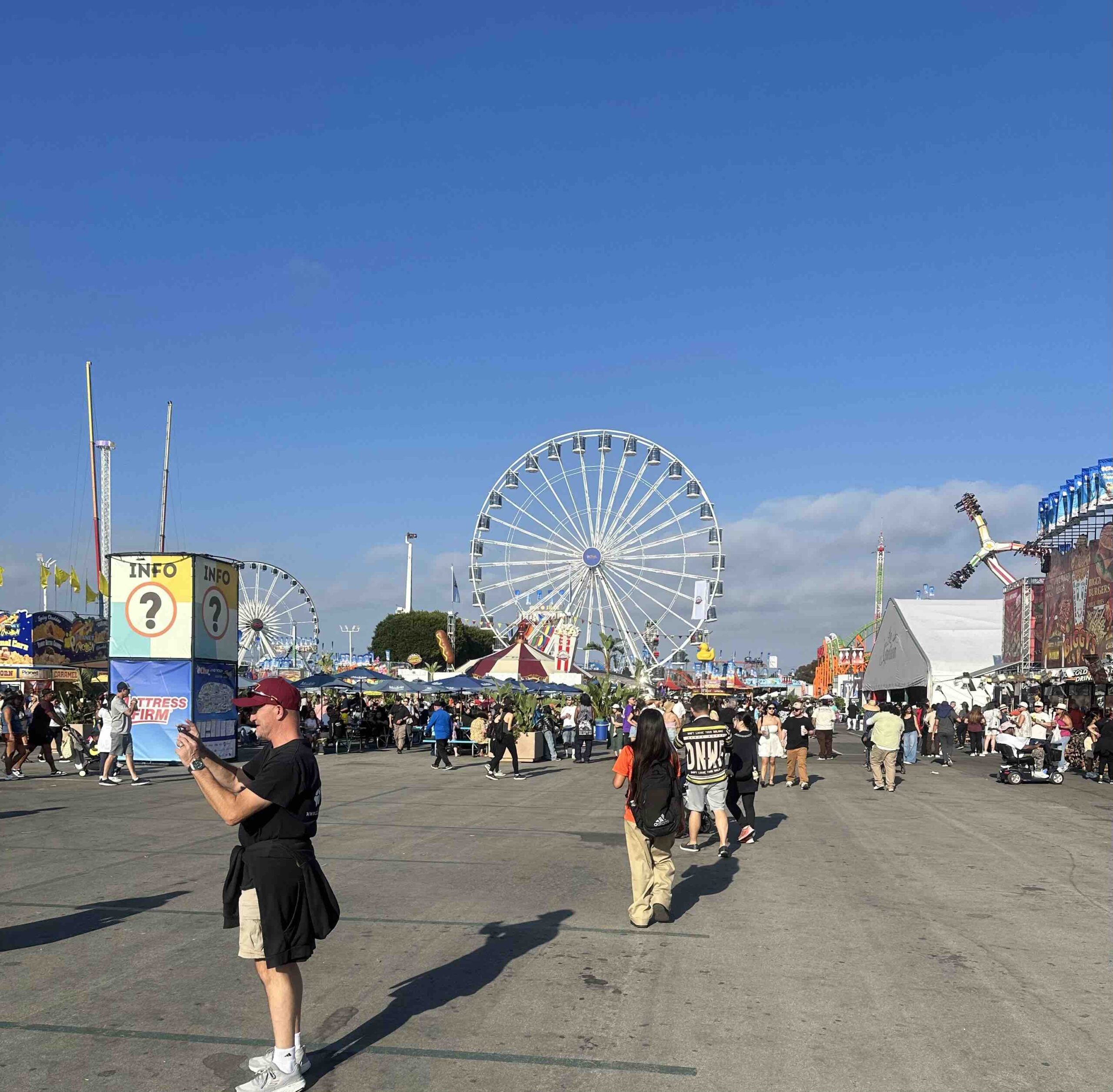 An image of the ferris wheel and patrons at the OC Fair.