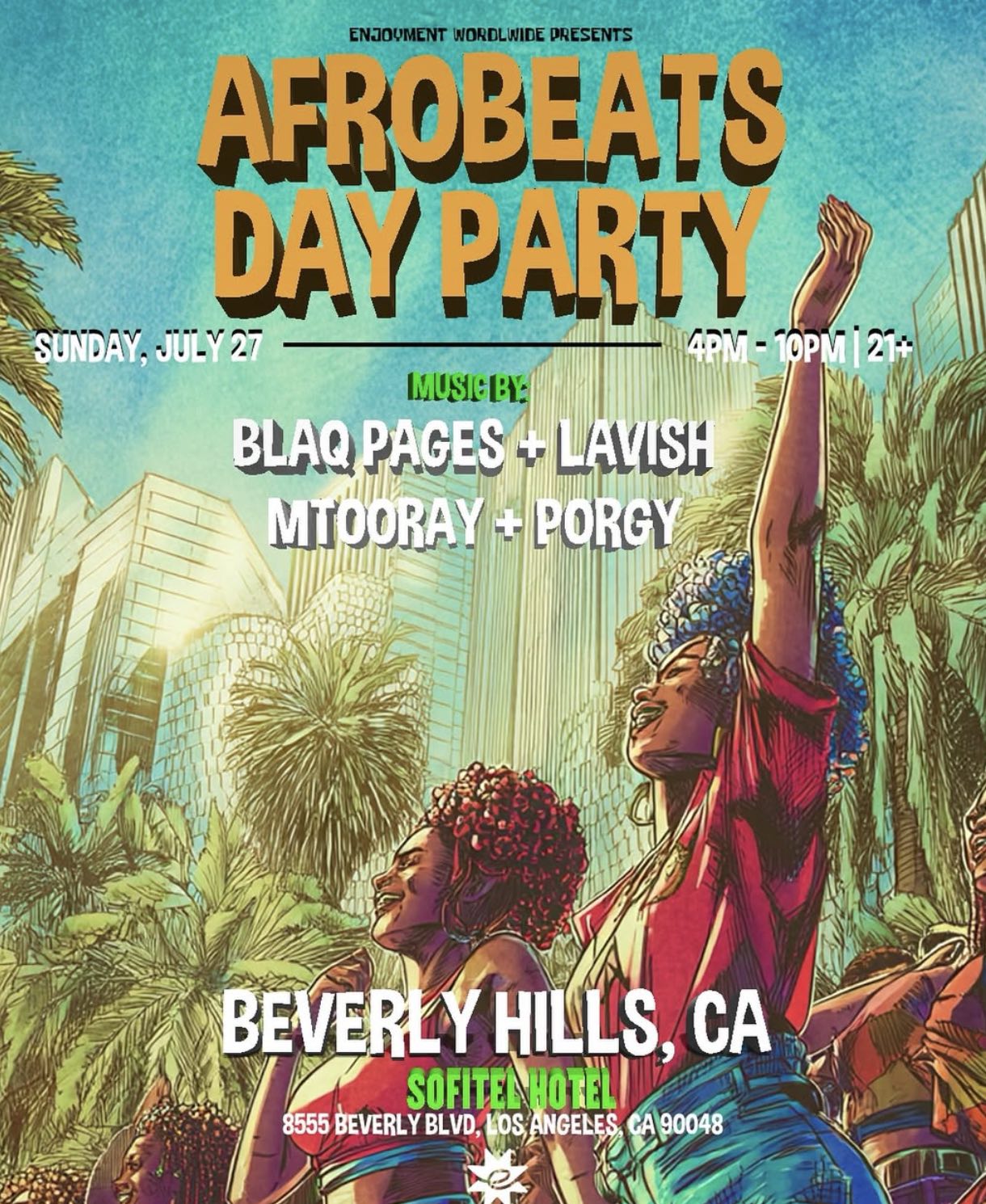 An image of the flyer for the Afrobeats party at the Sofitel.