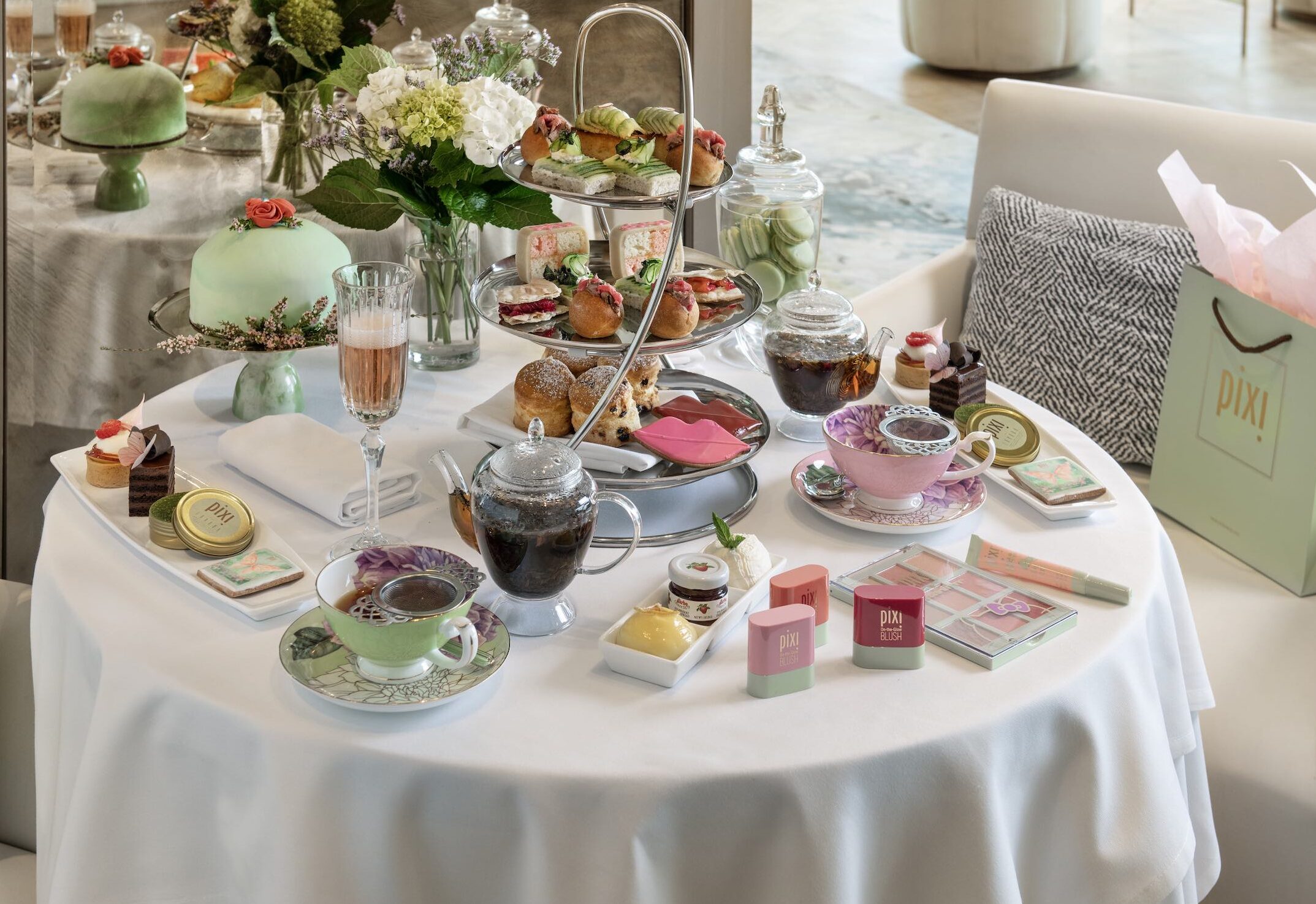 An image of the spread of the Pixi Afternoon Tea at the London Hotel.
