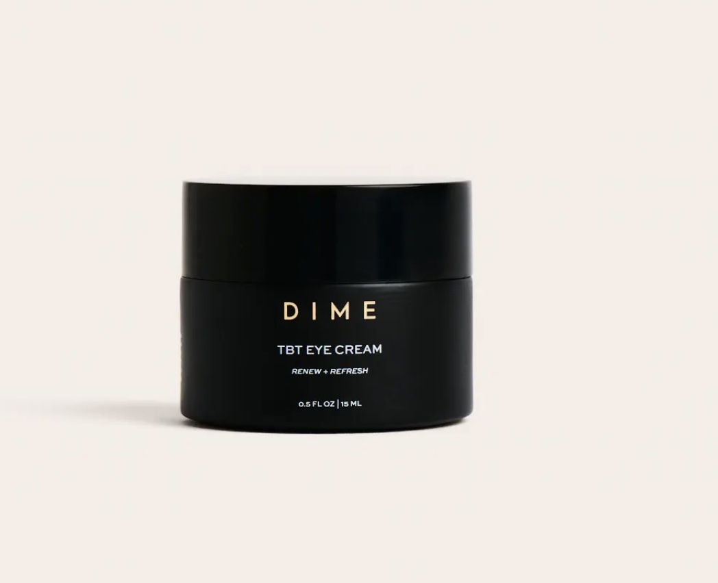 An image of a jar of the new DIME Beauty TBT Eye Cream.