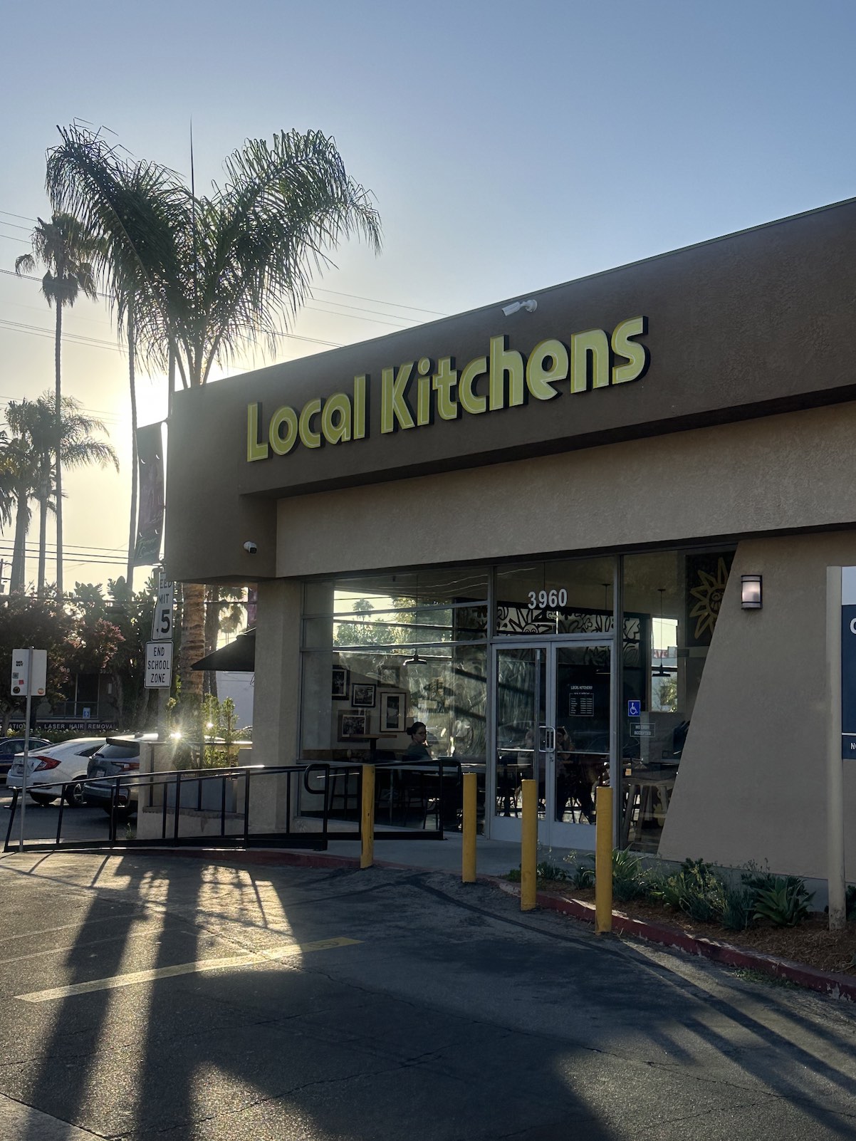 An image of the front exterior sign of new restaurant Local Kitchens Studio City.