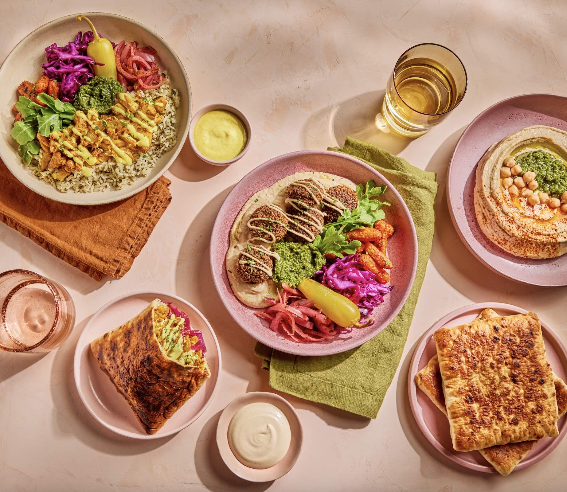 An image of the Food Network Chopped champion Chef Einat Admony's Tel Aviv-inspired Pitas & Plates menu.