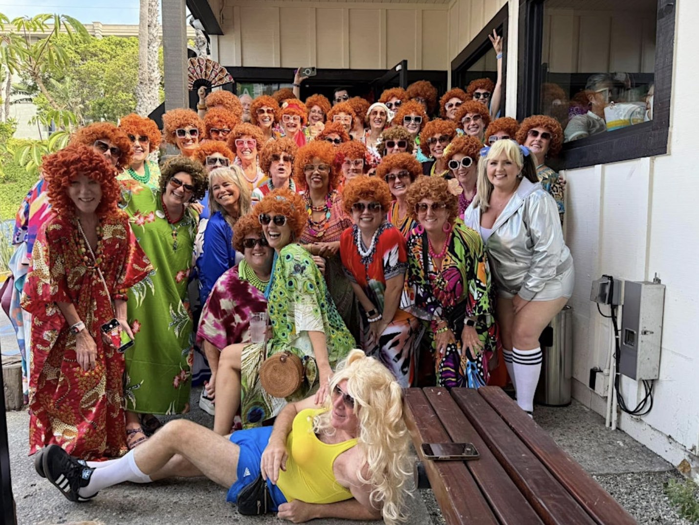 An image of people dressed up as Mrs. Roper.