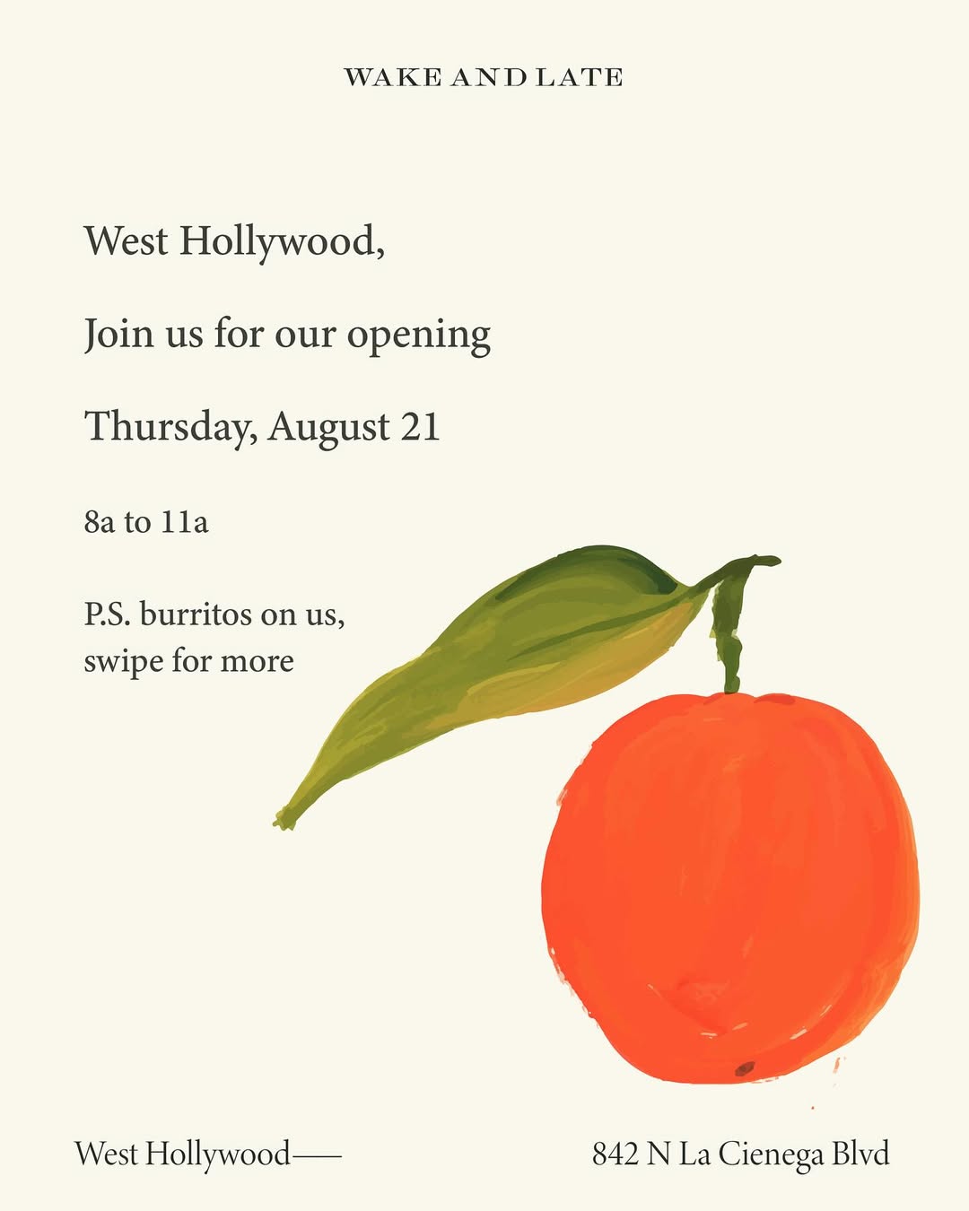 An image of the flyer for the opening of Wake and Late.