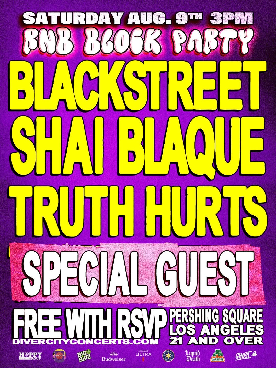 An image of the flyer for the R&B Block Party.