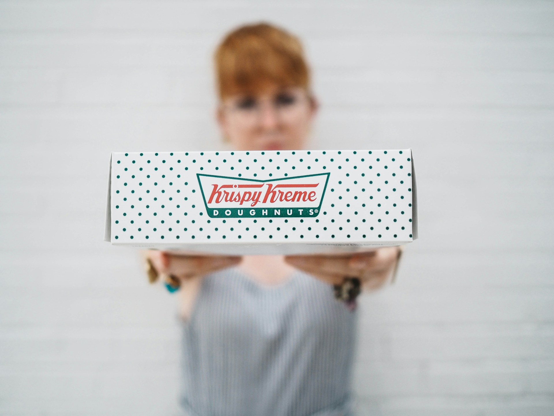An image of a box of Krispy Kremes.