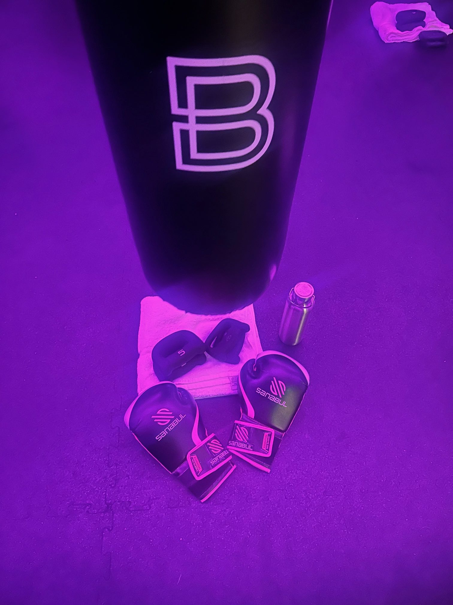 An image of boxing gloves, weights and a punching bag at Box Union.