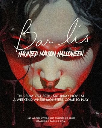An image of the flyer for Bar Lis Halloween party.
