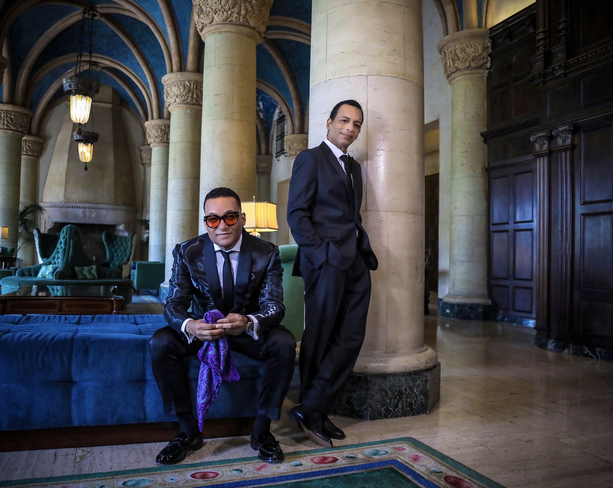 An image of (l-r) Multi-GRAMMY® Award-winning pianist and composer Gonzalo Rubalcaba poses with three-time GRAMMY® Award winner Jon Secada.