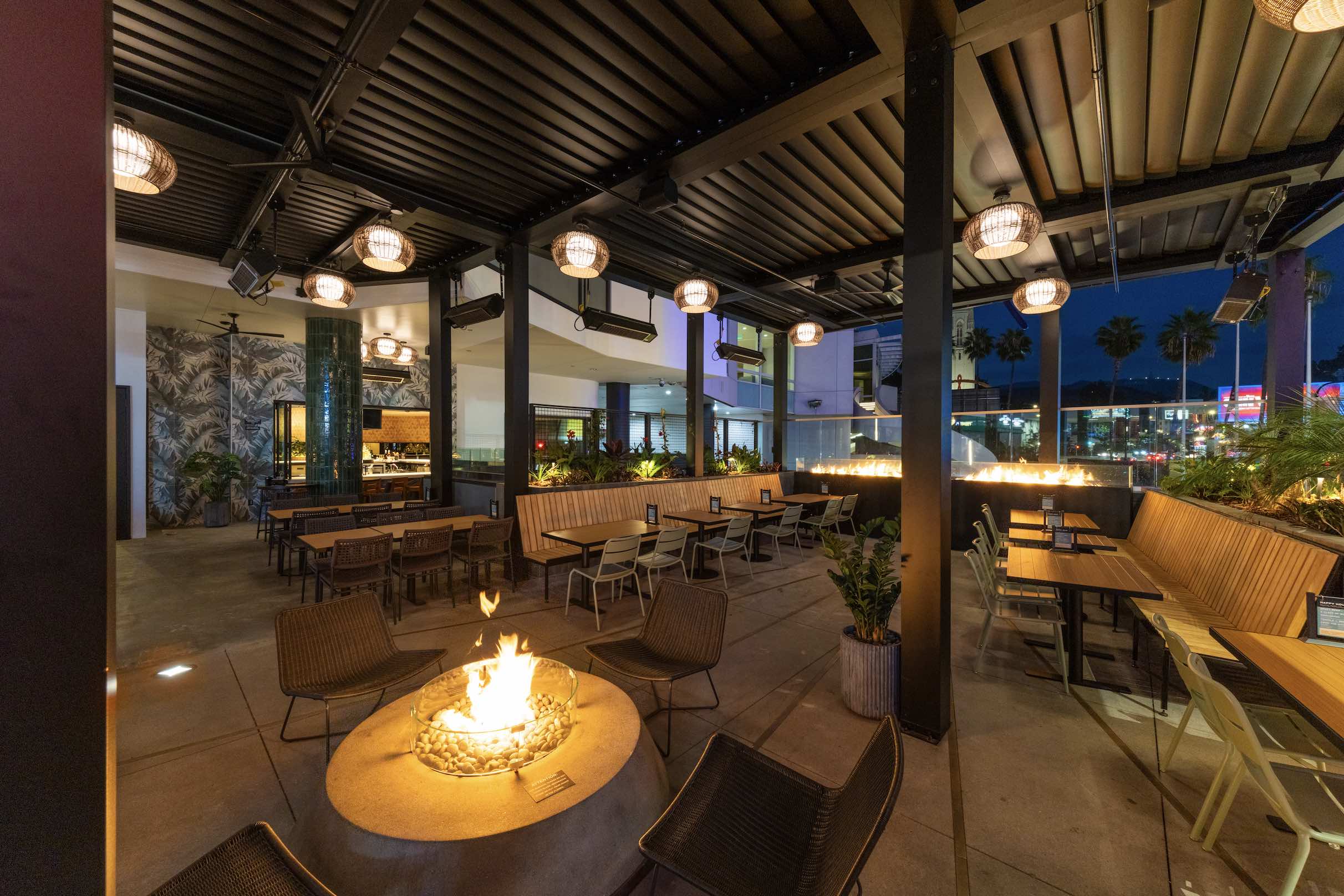 An image of the outside patio of La Popular at Ovation Hollywood.