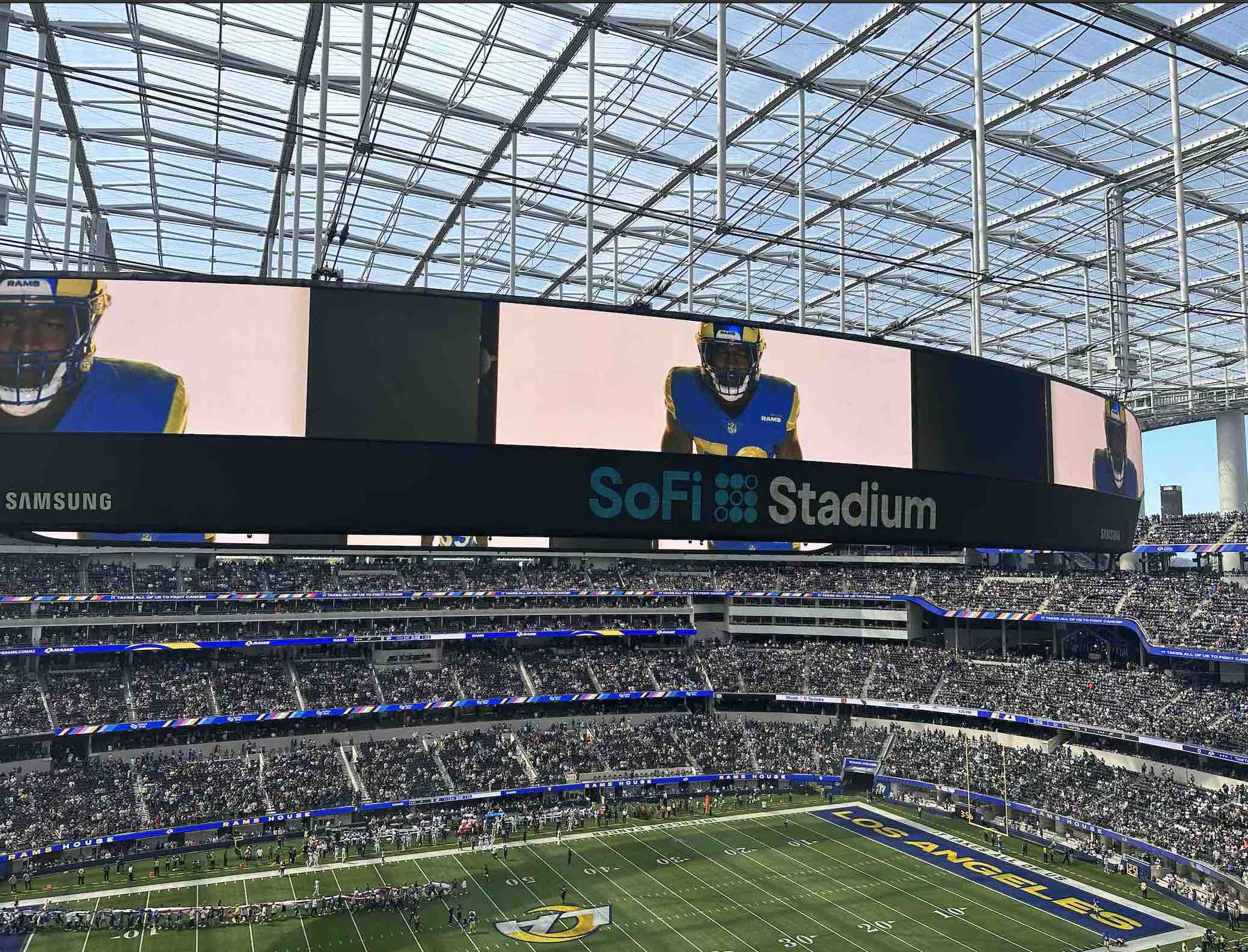 An image of the interior of SoFi Stadium.
