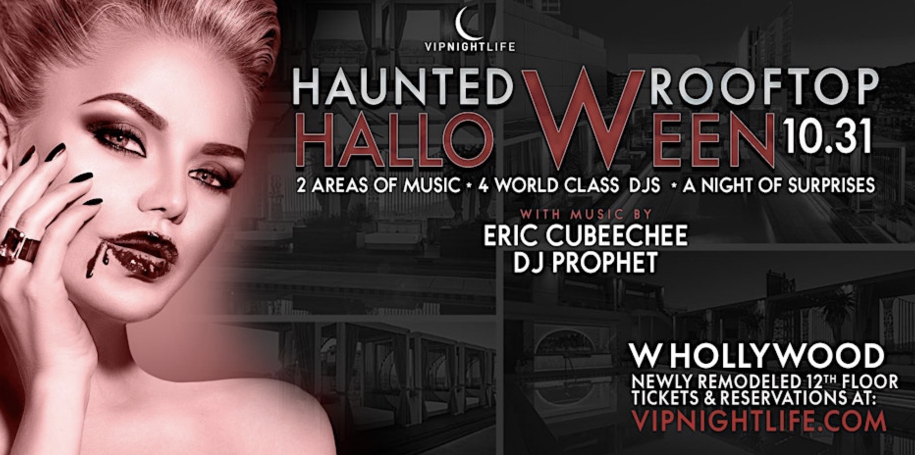 An image of the flyer for Halloween party at W Hollywood.