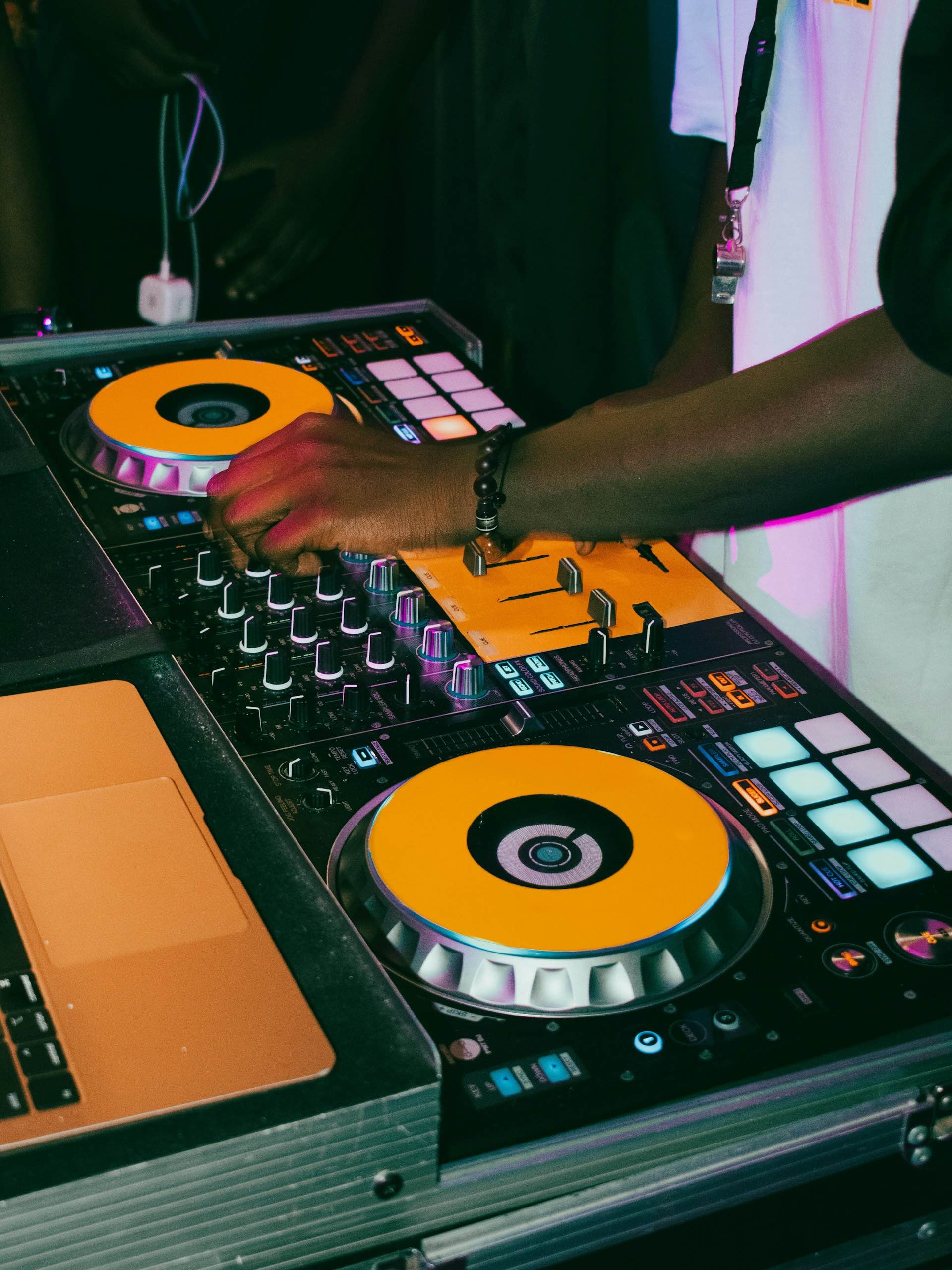 An image of a DJ spinning records.
