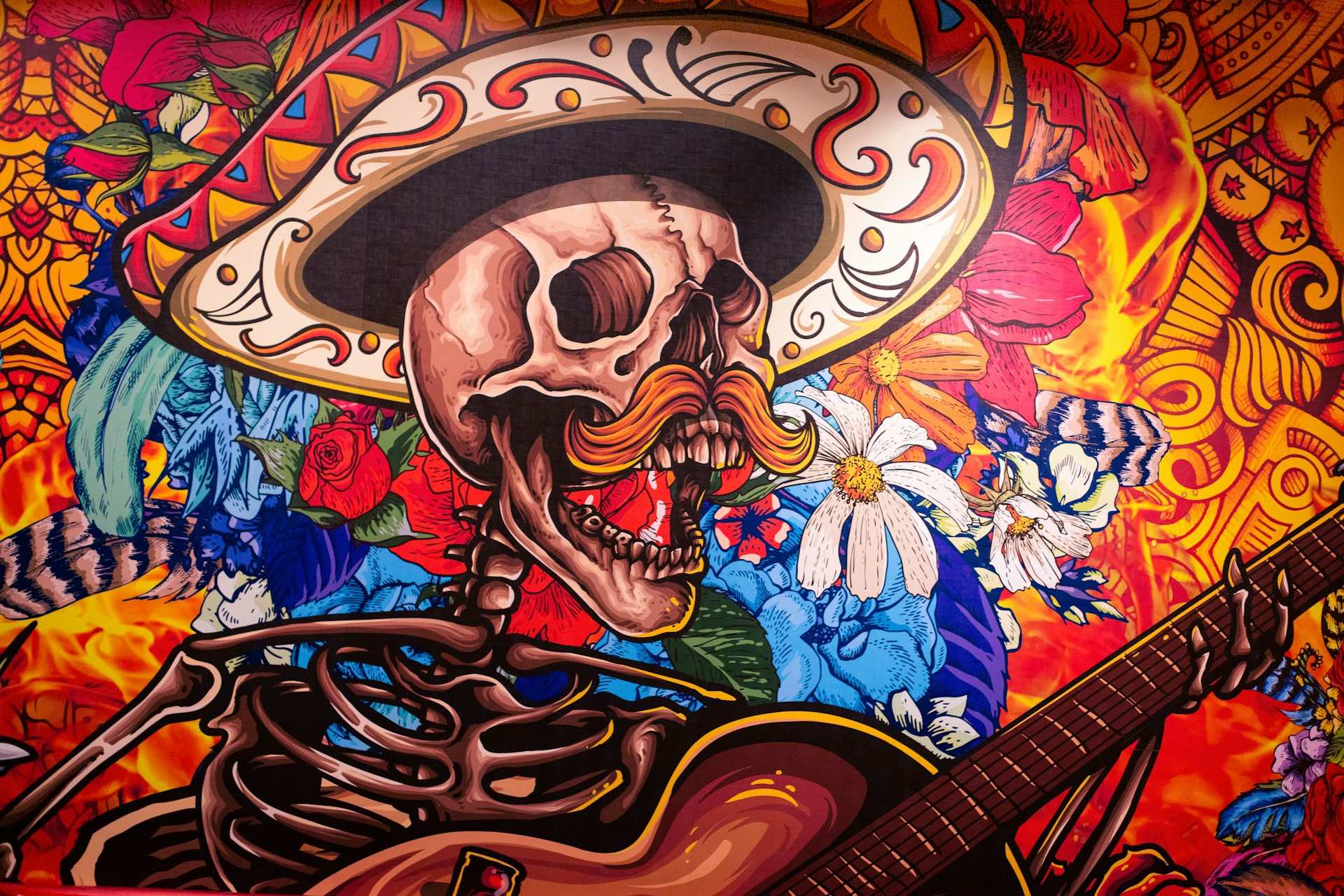 An image of a Día de los Muertos mural.