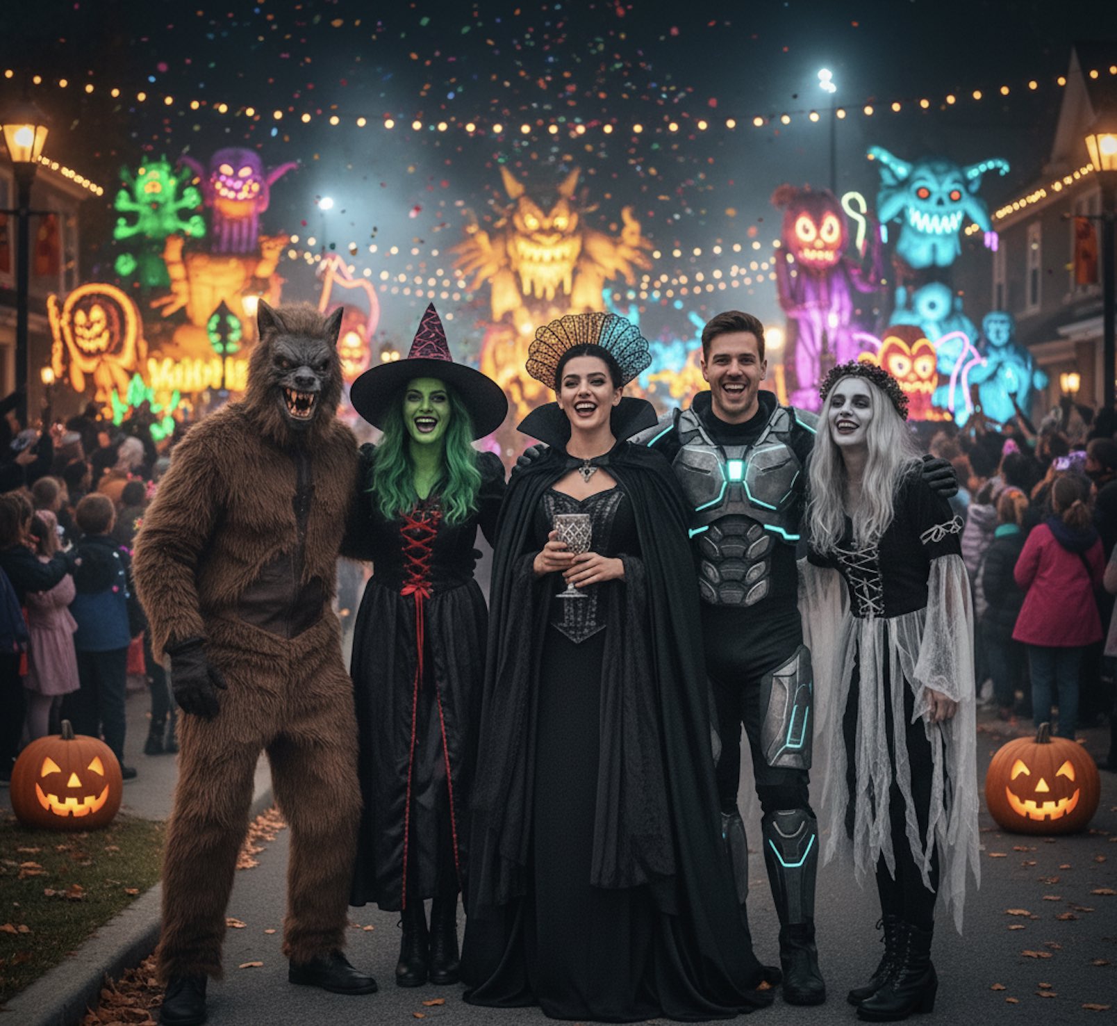 A group of people in costume at the WeHo Halloween Carnaval.