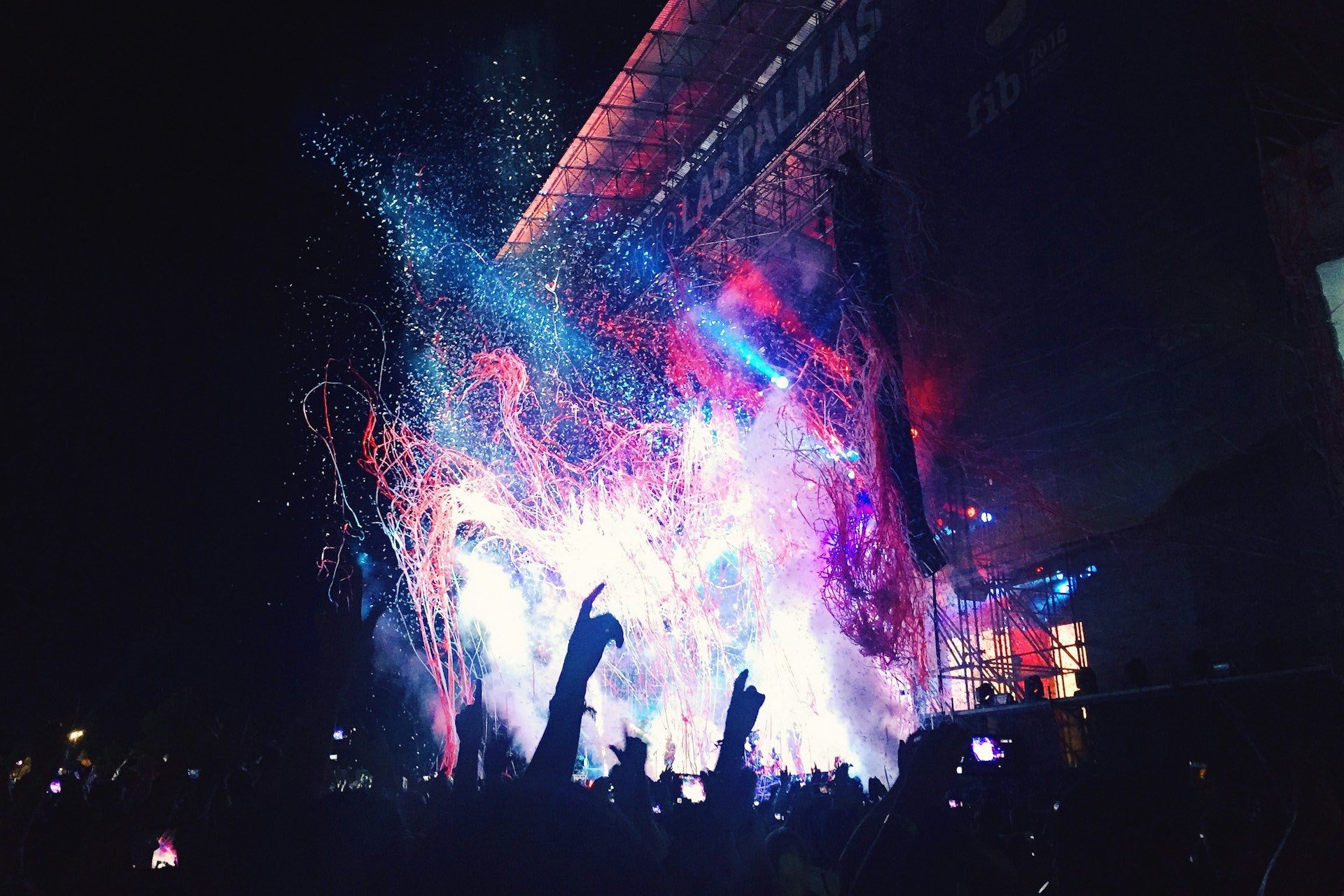 An image of confetti at a concert.