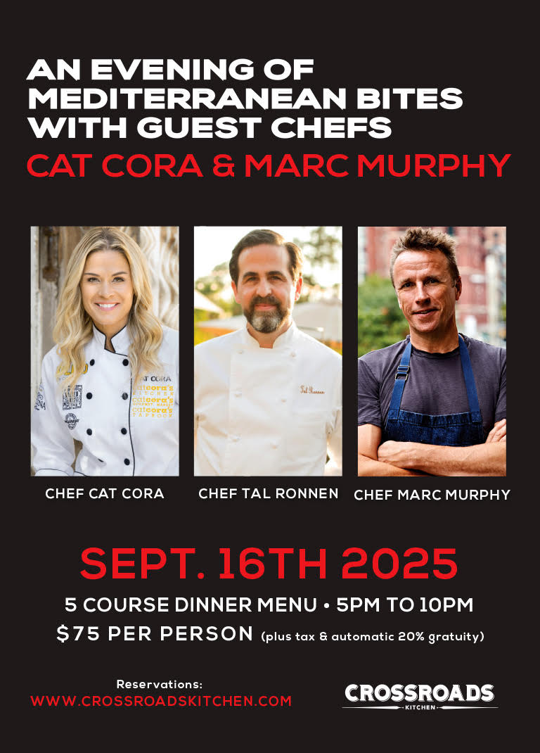 An image of a flyer for Crossroads chef dinner.