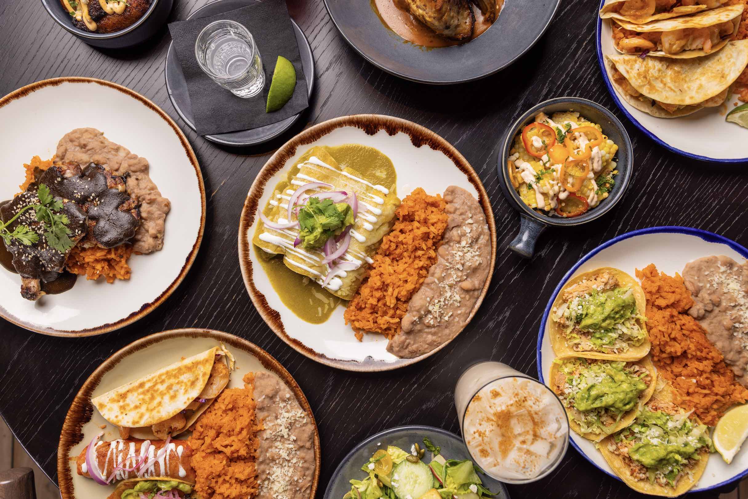 An image of the table spread at the newly opened La Popular restaurant in Hollywood.