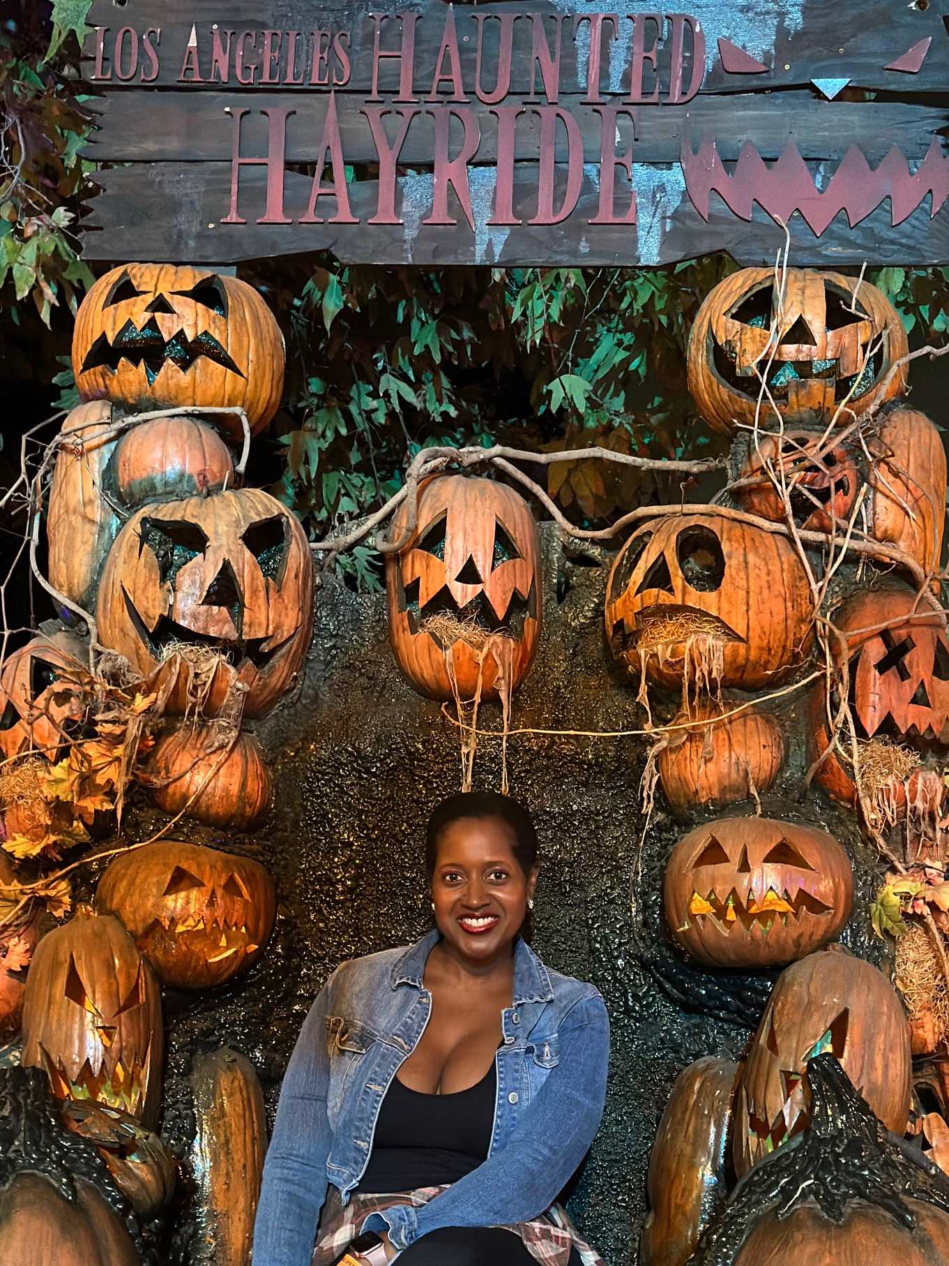 An image of lifestyle blogger Ariel Johns at The Haunted Hayride.