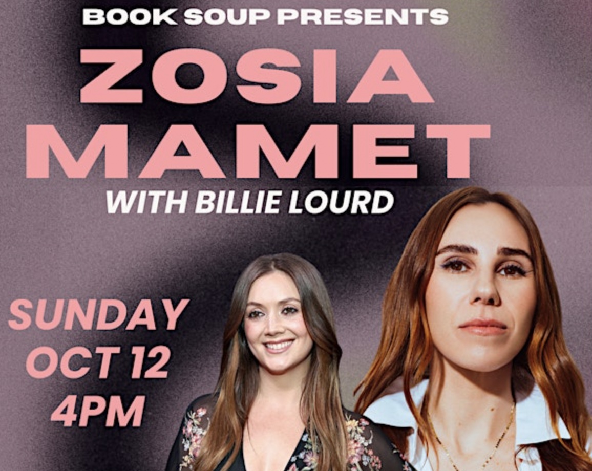 An image of the flyer for Zosia Mamet, with Billie Lourd, Chats Does This Make Me Funny?