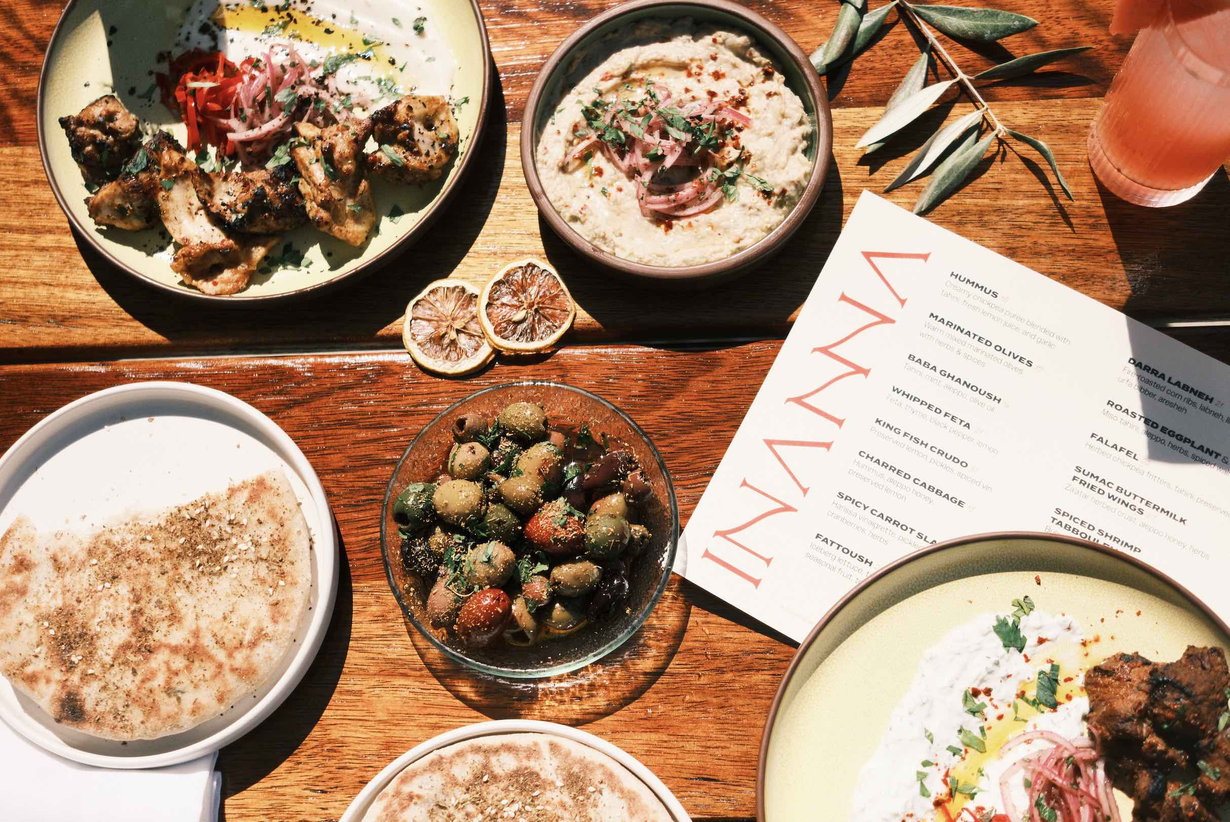 An image of the table spread at Inanna Bar.