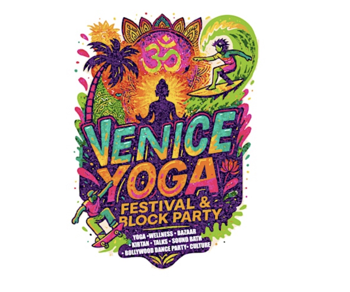 An image of the flyer for the Venice Yoga Festival & Block Party