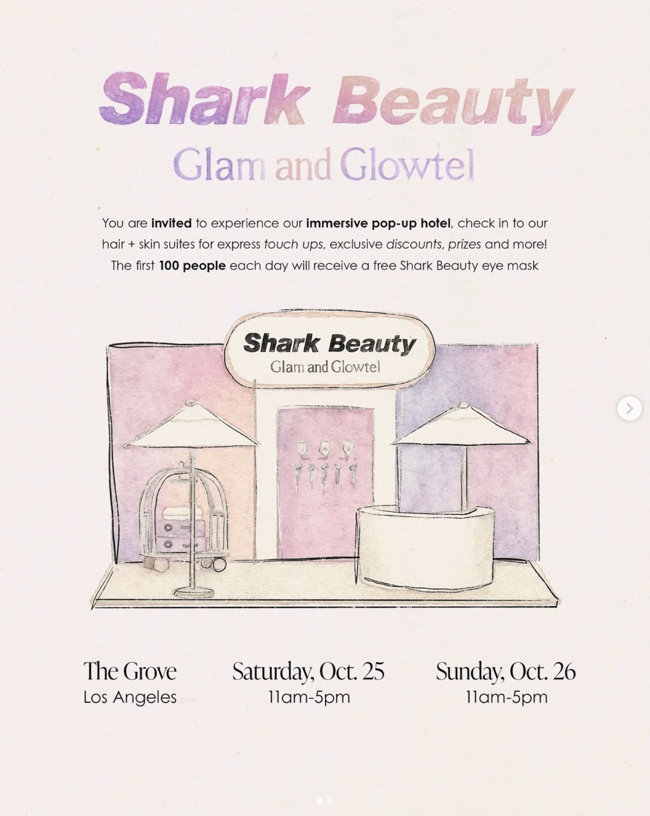 An image of the flyer for the Shark Beauty pop-up.