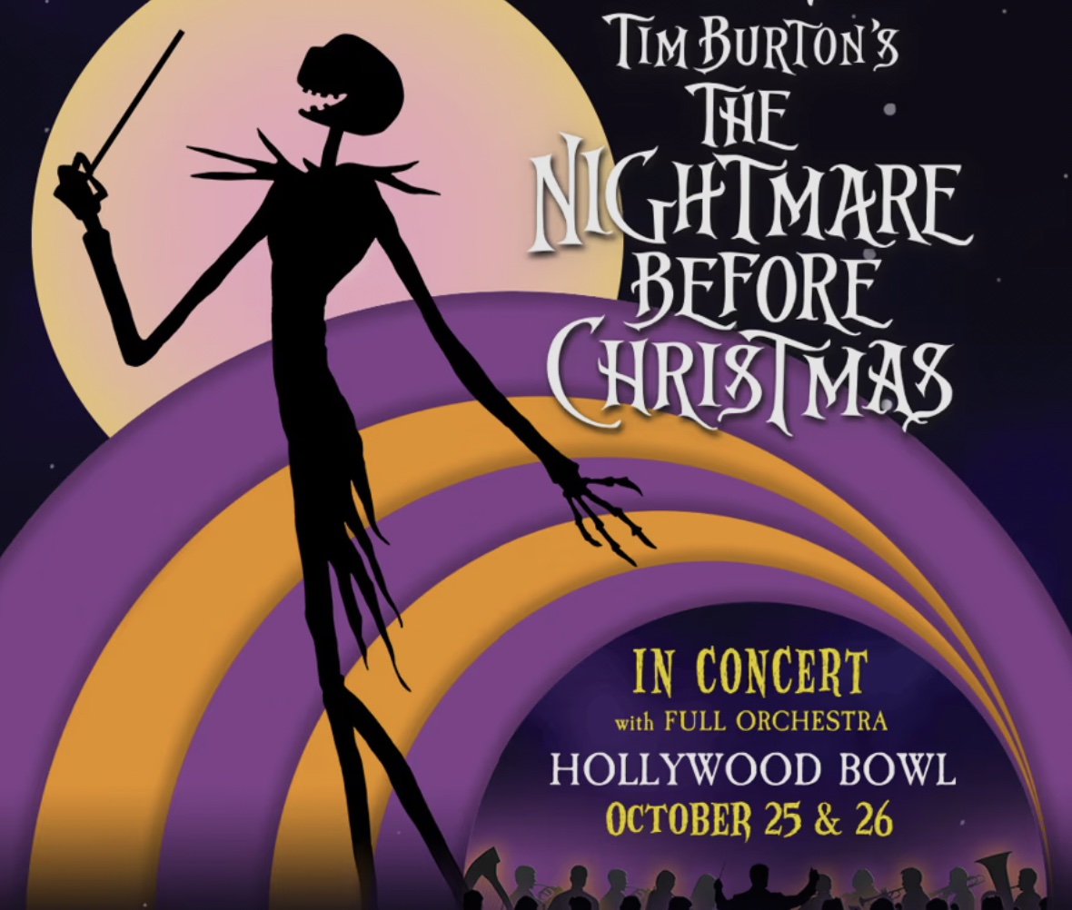 An image of the poster for Disney's Tim Burton's The Nightmare Before Christmas in Concert returning to the Hollywood Bowl