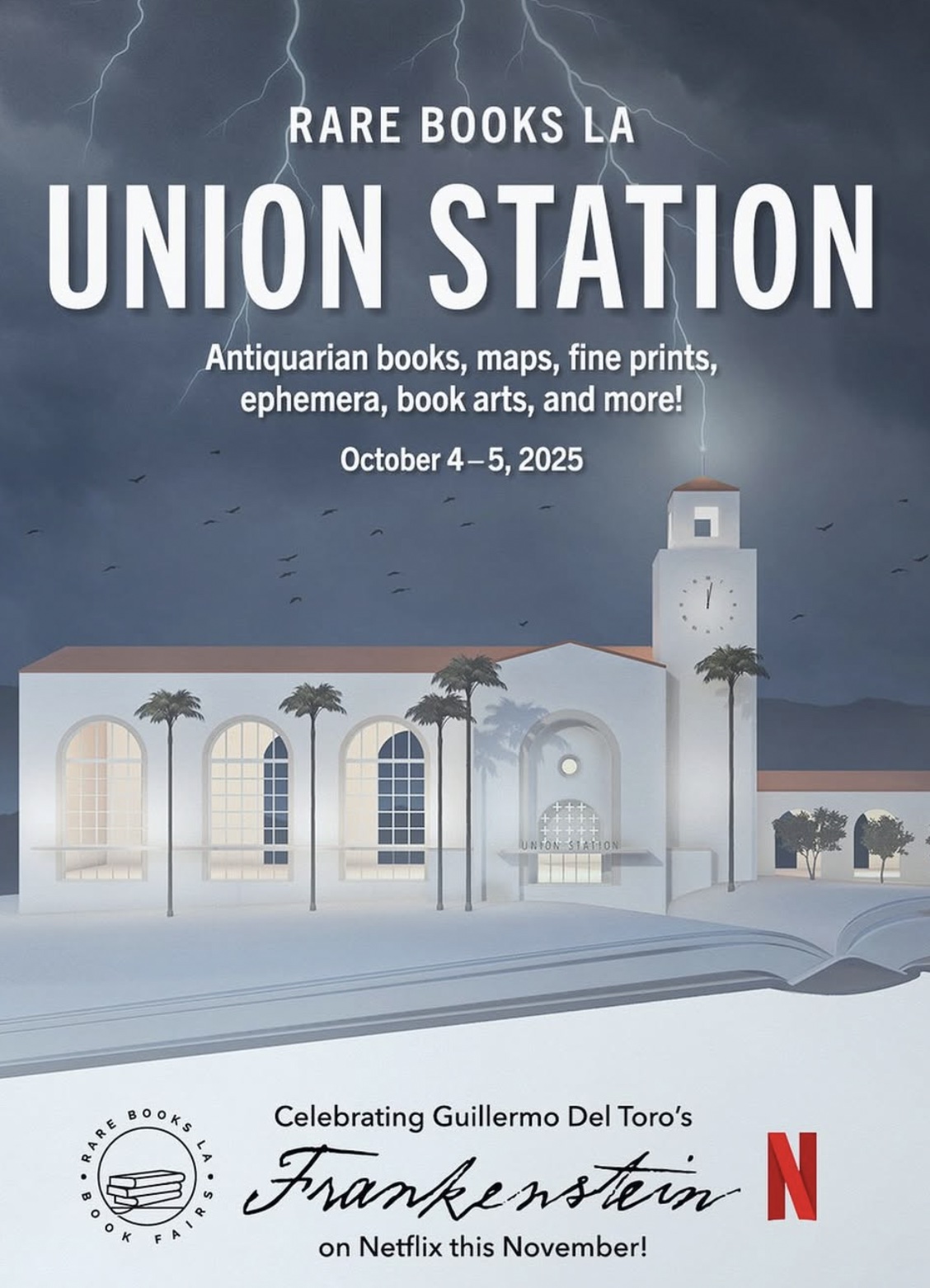 An image of the flyer for Rare Books LA Union Station Celebrates Frankenstein