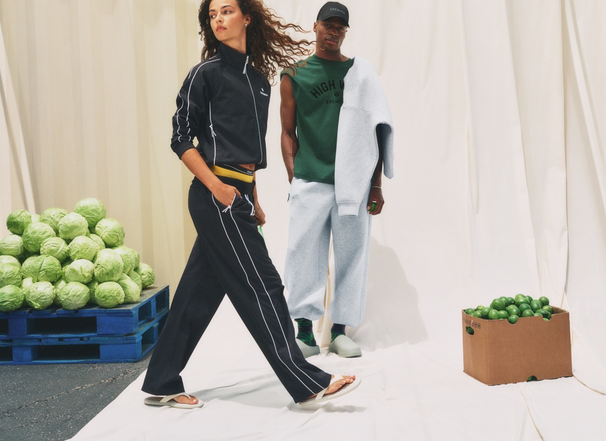 An image of two models wearing the new lululemon and Erewhon Exclusive Capsule Collection
