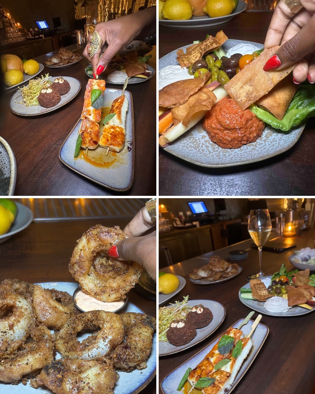 An image of 4 images of the food at No Rose Lobby Bar.