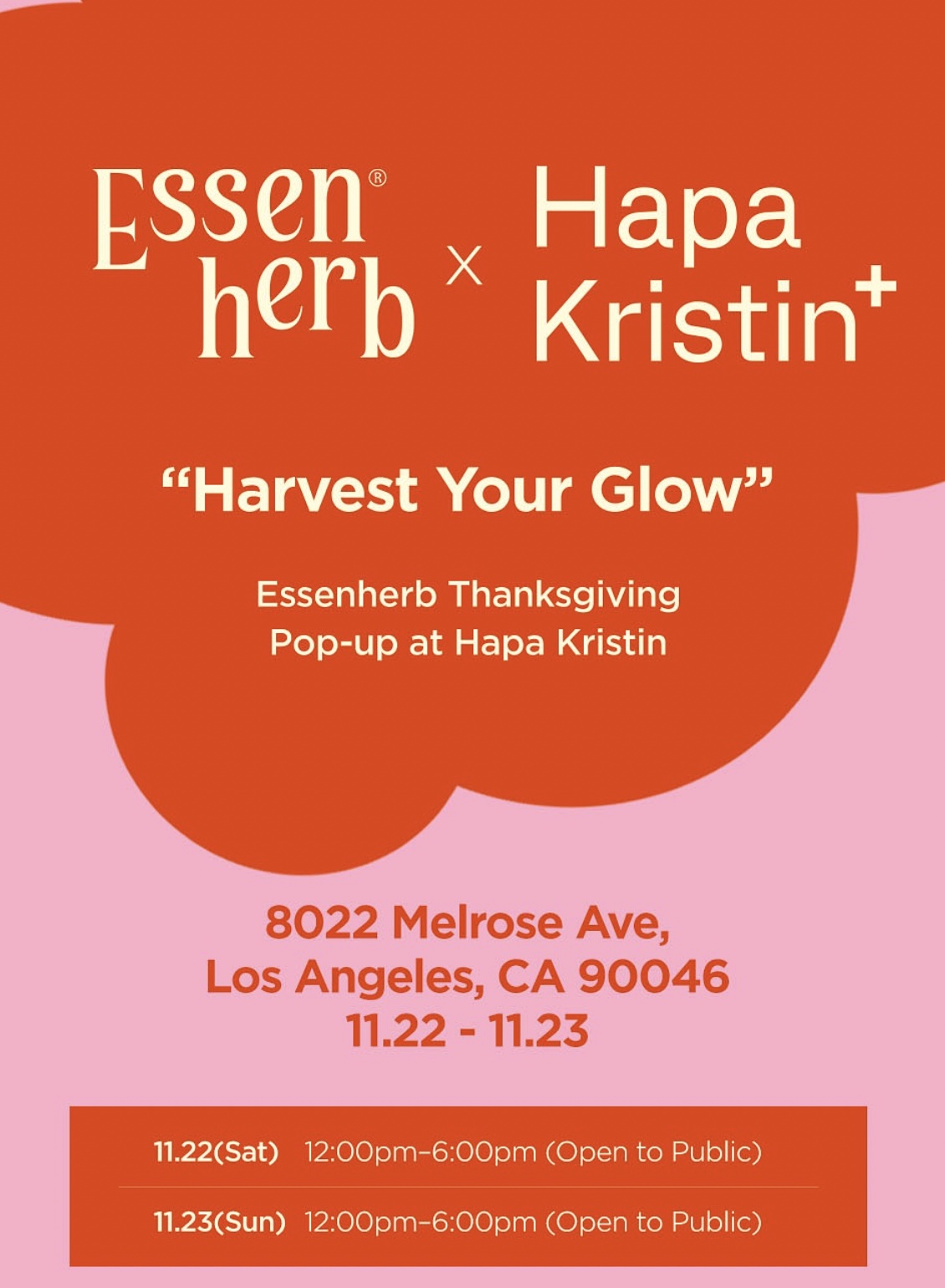 An image of the flyer for the Essenherb Pop-Up at Hapa Kristin.