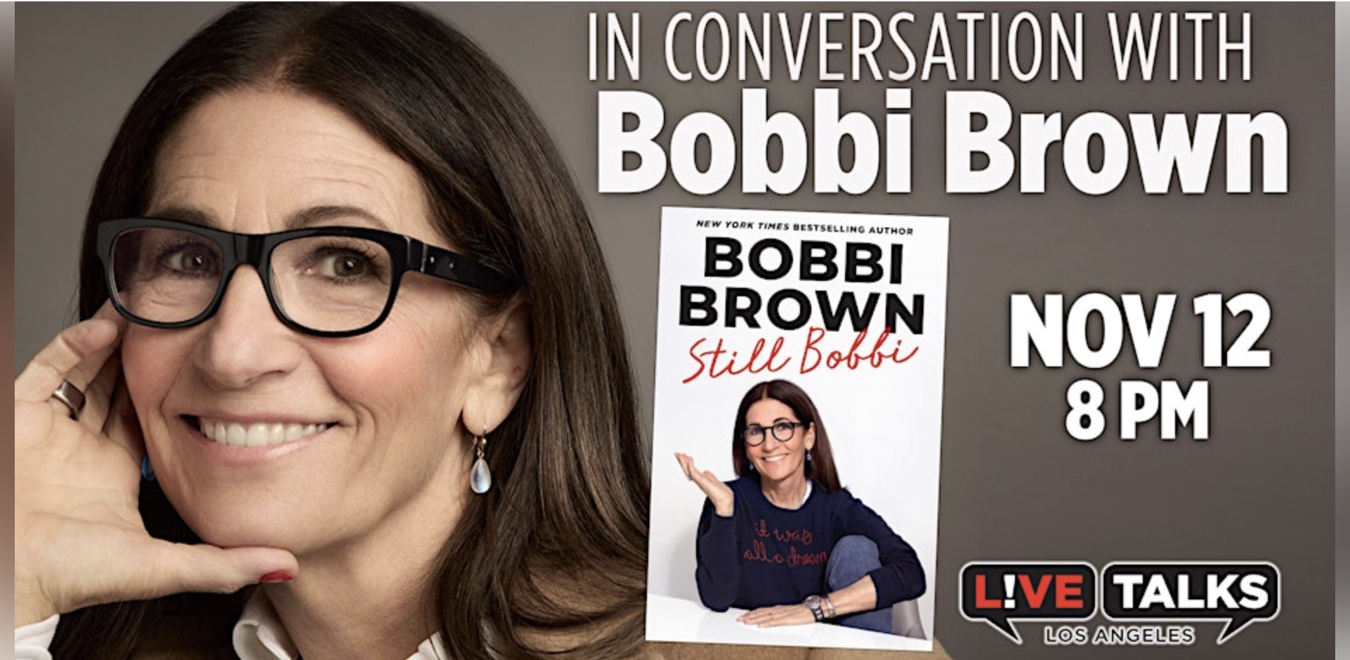 An image of the flyer for the Bobbi Brown talk.