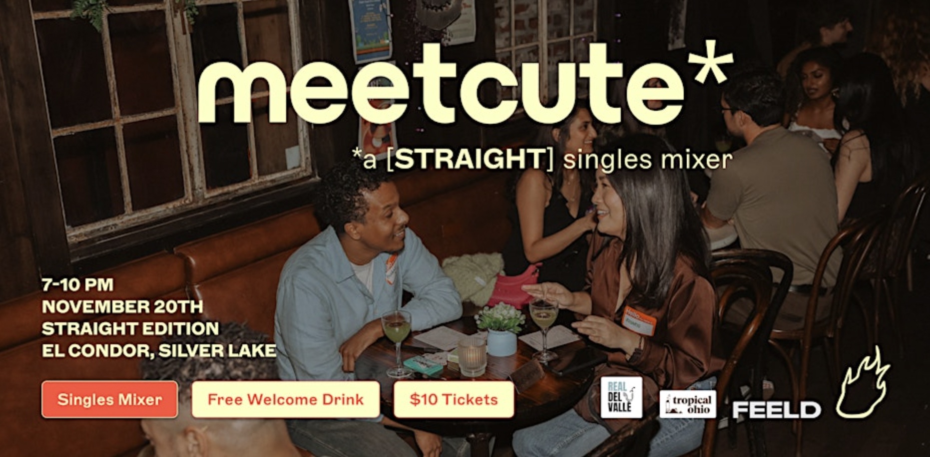 An image of the flyer for Friend or Flame Straight Singles Mixer