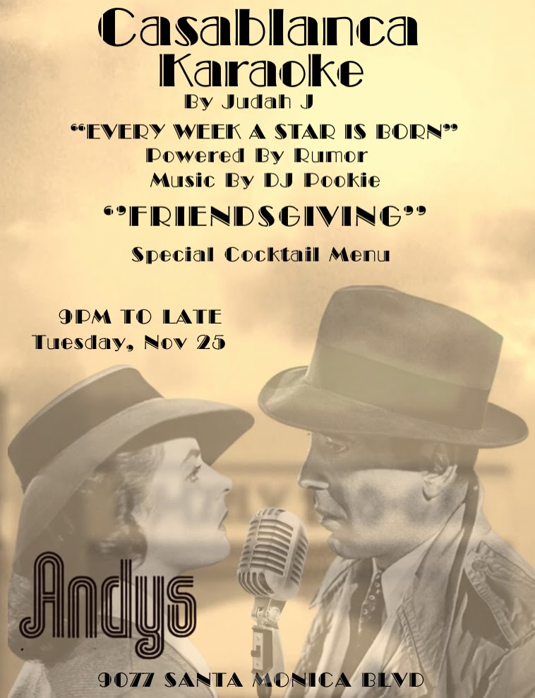 An image of the flyer for Casablanca Karaoke, Friendsgiving Edition