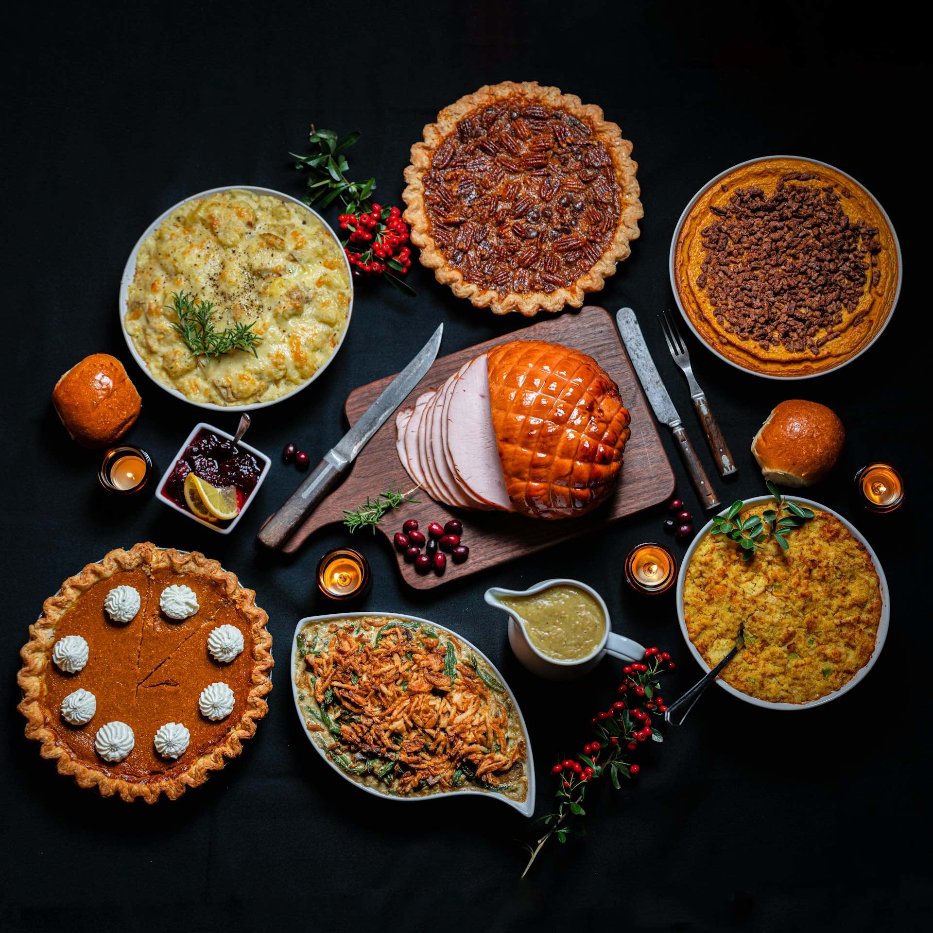 An image of a Thanksgiving spread.