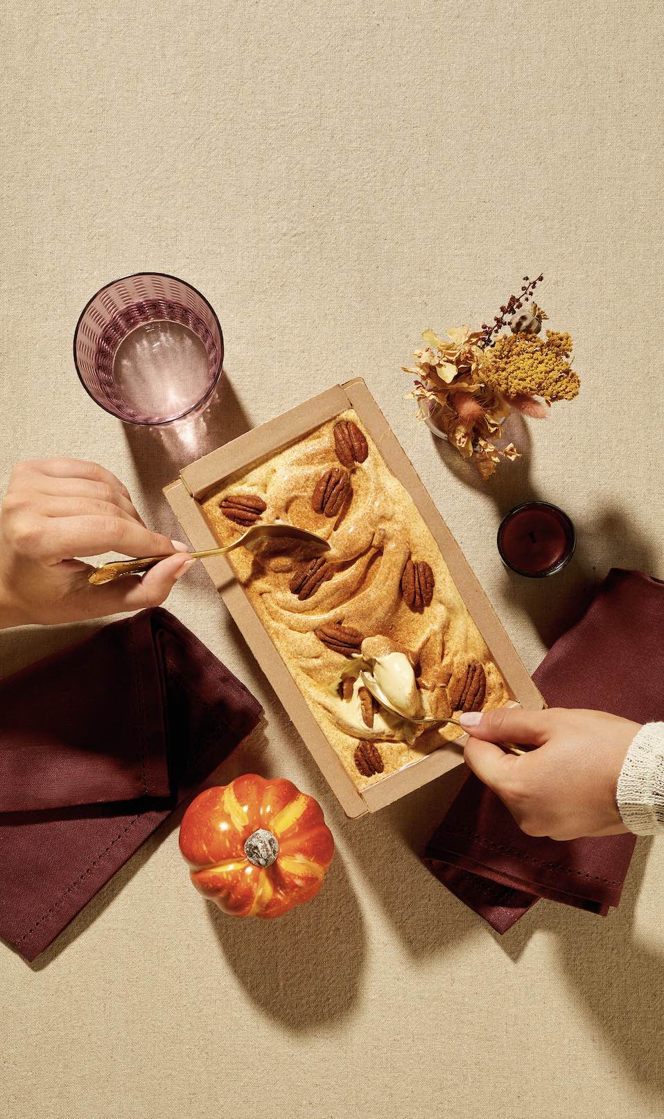 An image of the new limited-edition Pumpkin Spice and Pecan Nut gelato at Venchi.