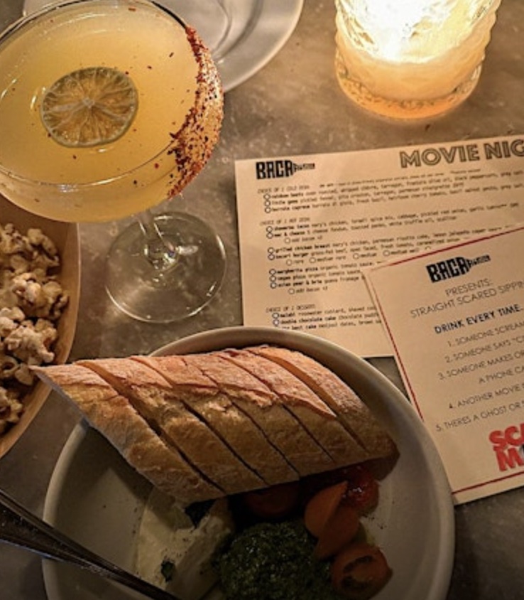 An image of the menu and bread at Bacari W. Adams.