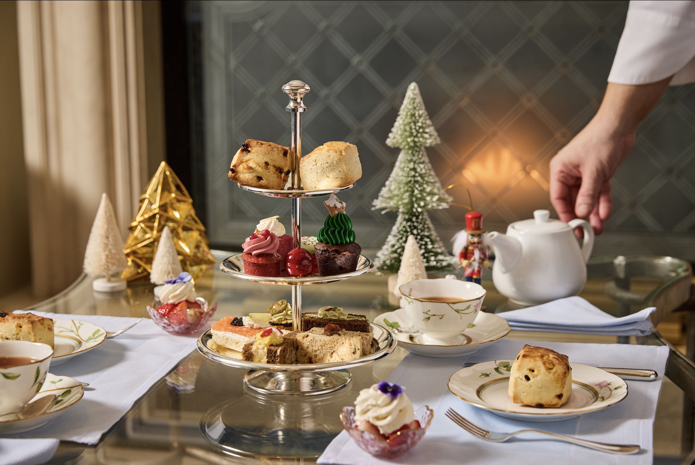 An image of the festive afternoon tea at The Peninsula Beverly Hills
